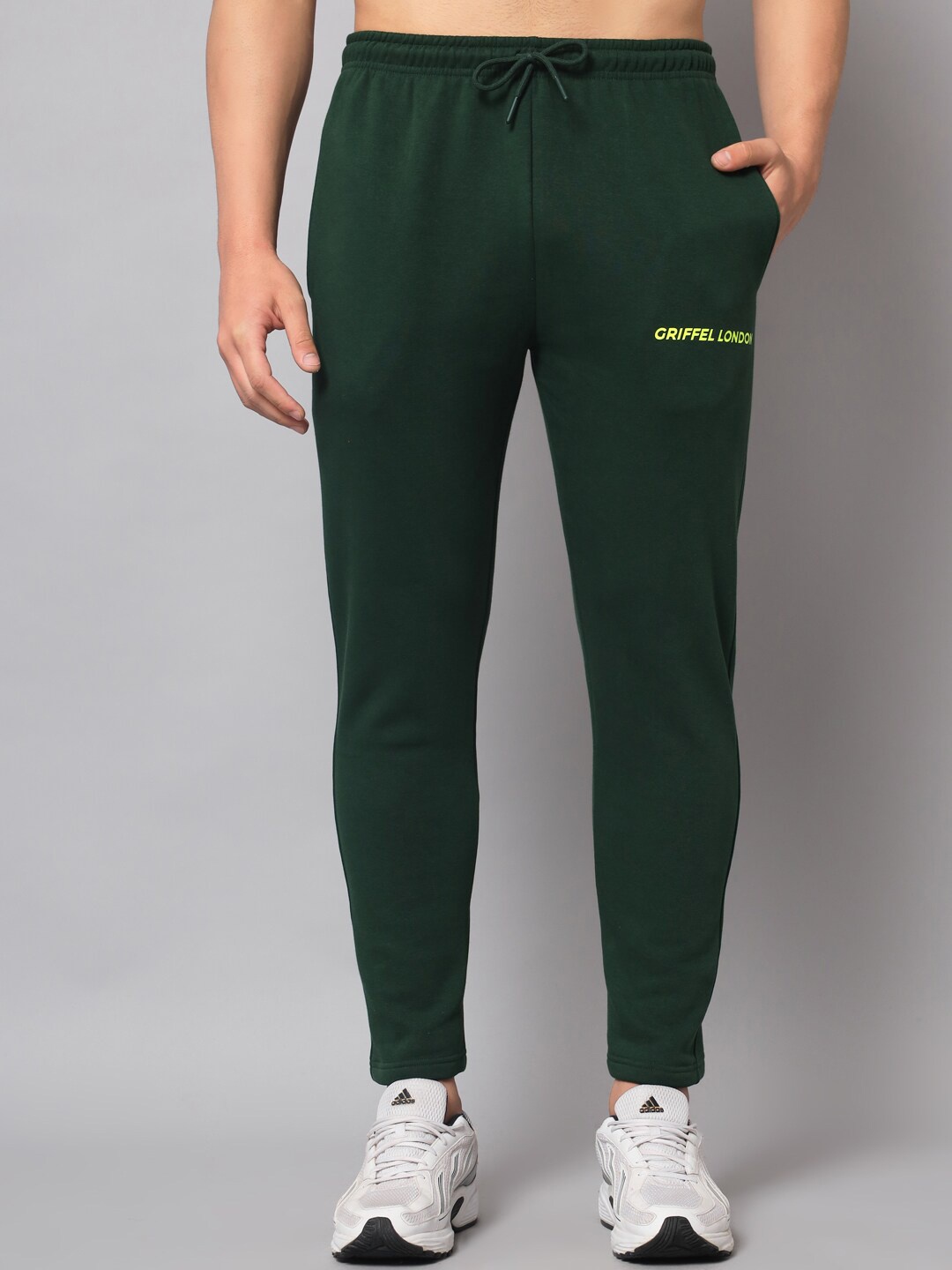 

GRIFFEL Men Cotton Track Pants, Green