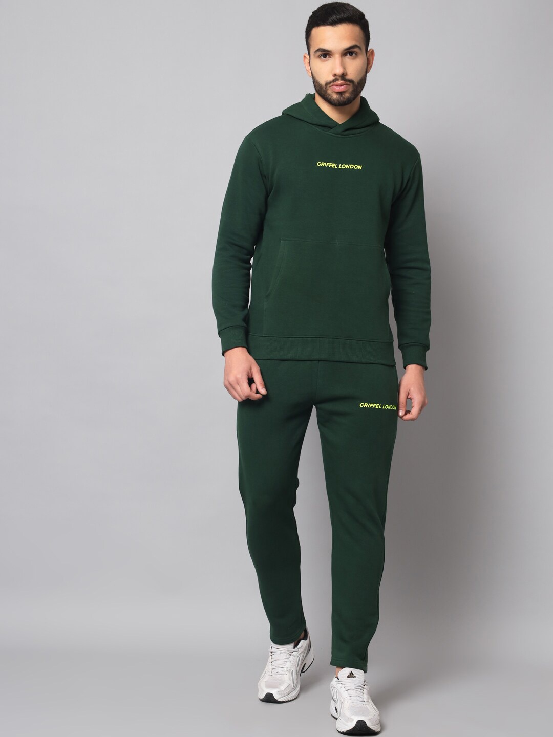 

GRIFFEL Men Hooded Fleece Tracksuit, Green