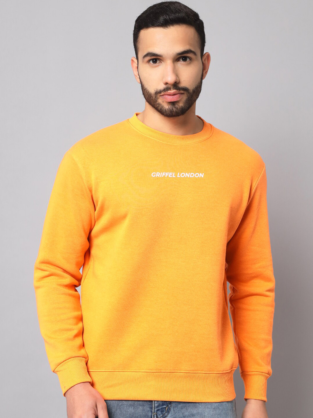 

GRIFFEL Round Neck Pullover Sweatshirt, Mustard