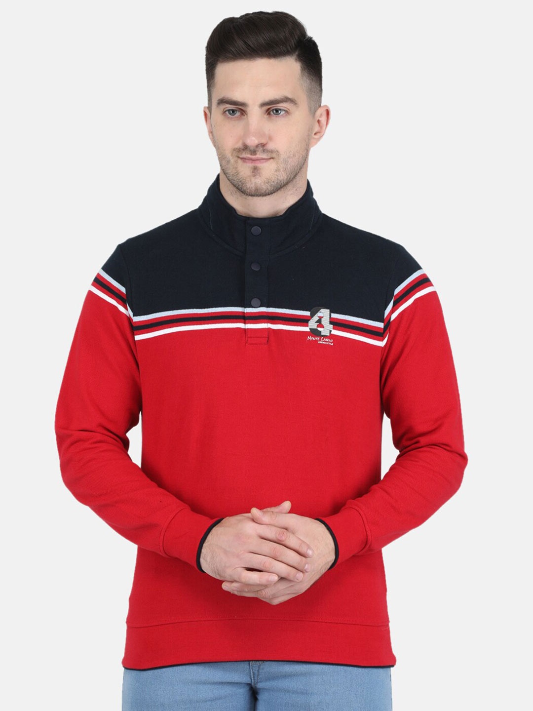 

Monte Carlo Men Colourblocked Sweatshirt, Red