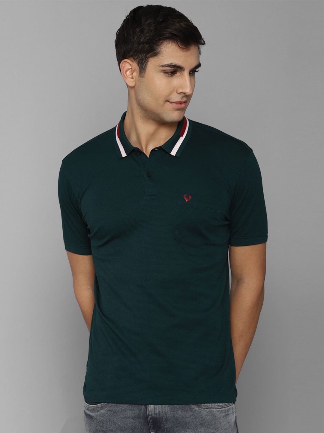 

Allen Solly Men Polo Collar Cotton T-shirt, Green