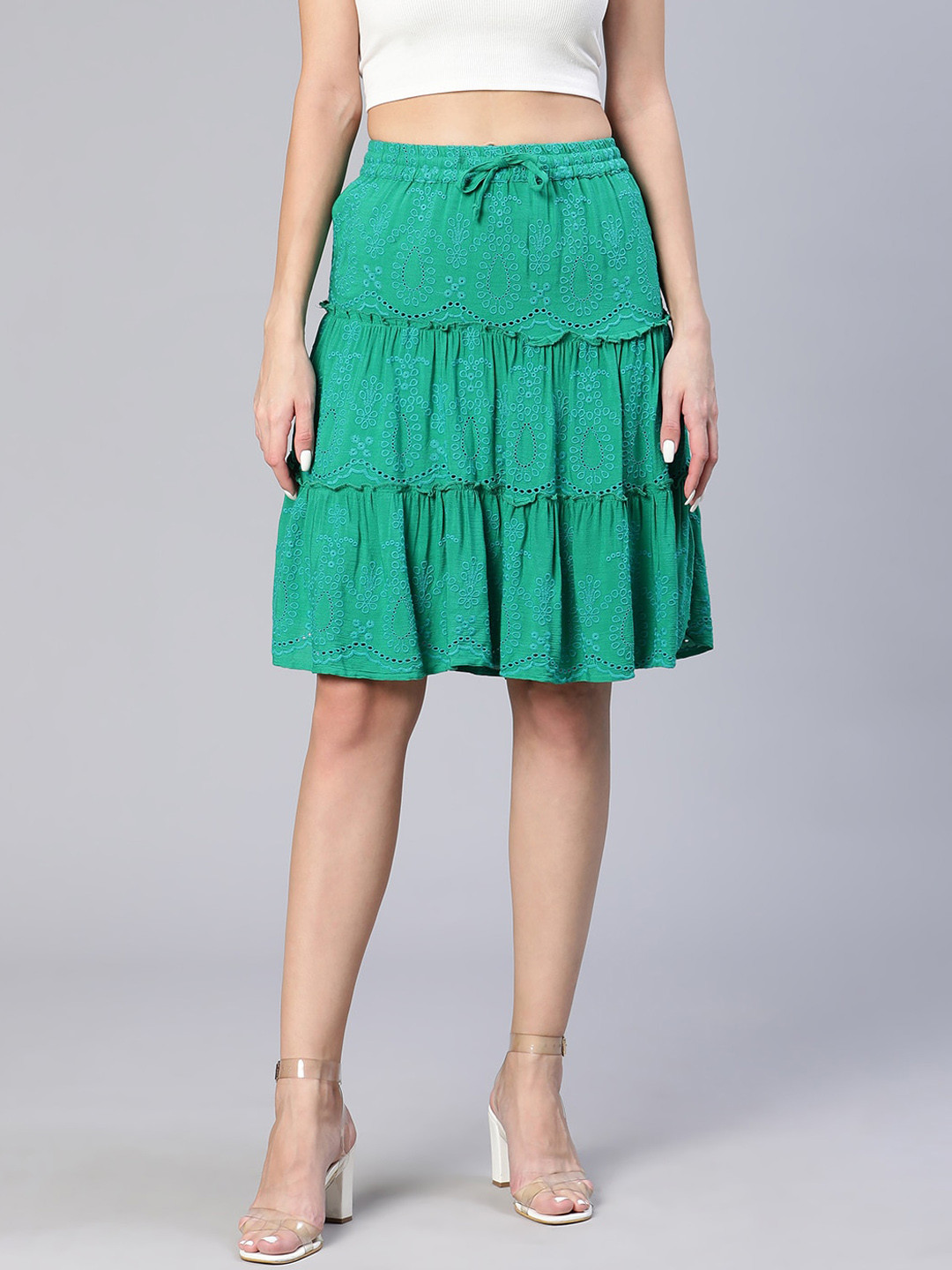

Oxolloxo Glories Schifflii Knee-Length Skirts, Green