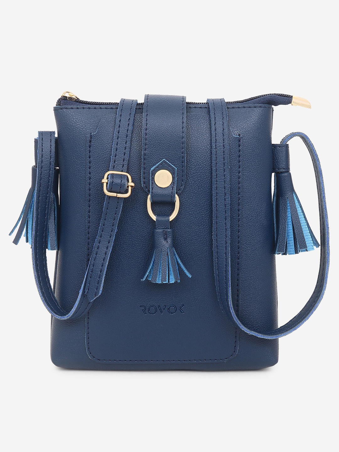 

ROVOK Women PU Structured Sling Bag with Tasselled, Navy blue