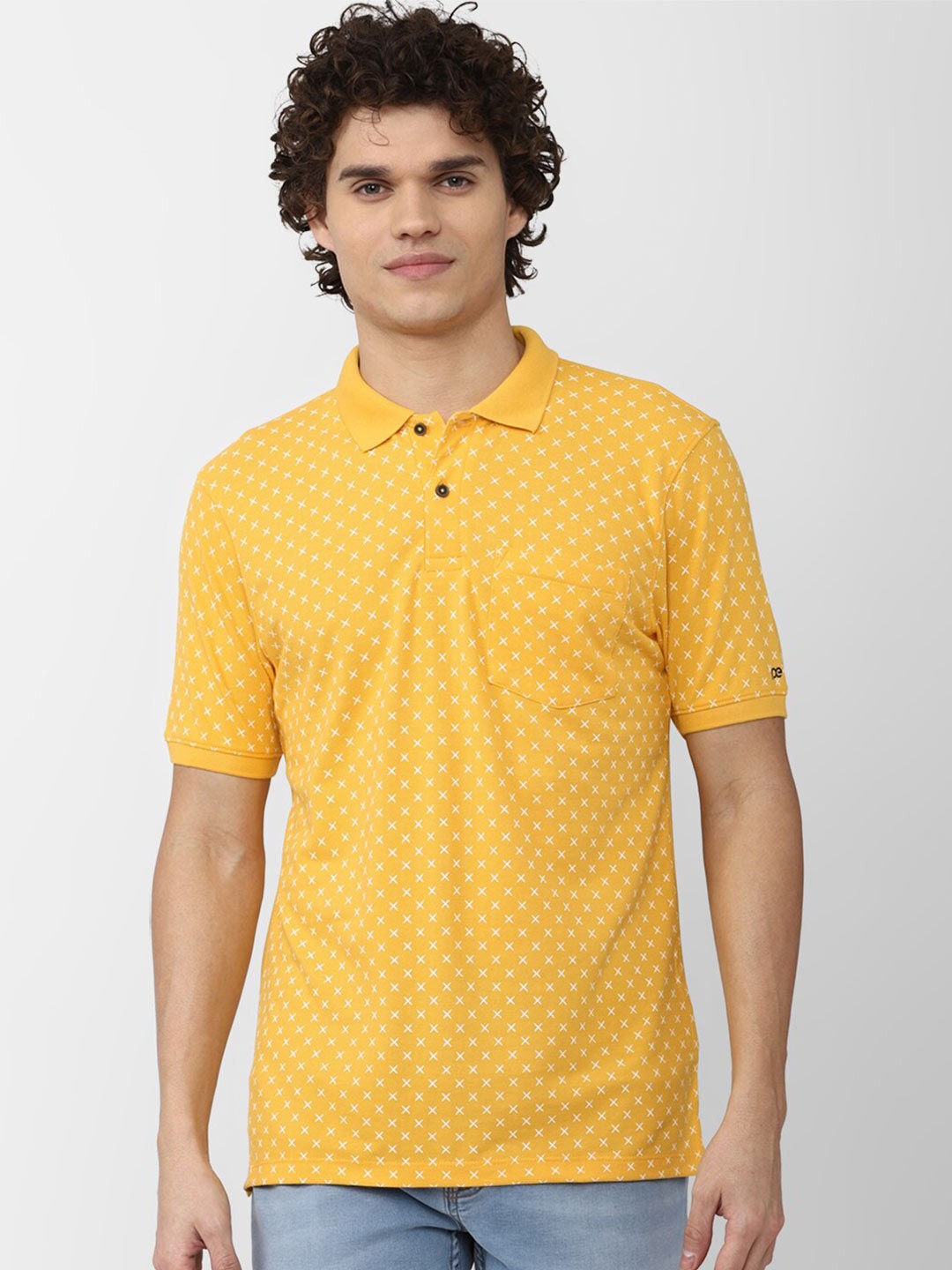 

Peter England Casuals Men Printed Polo Collar T-shirt, Yellow