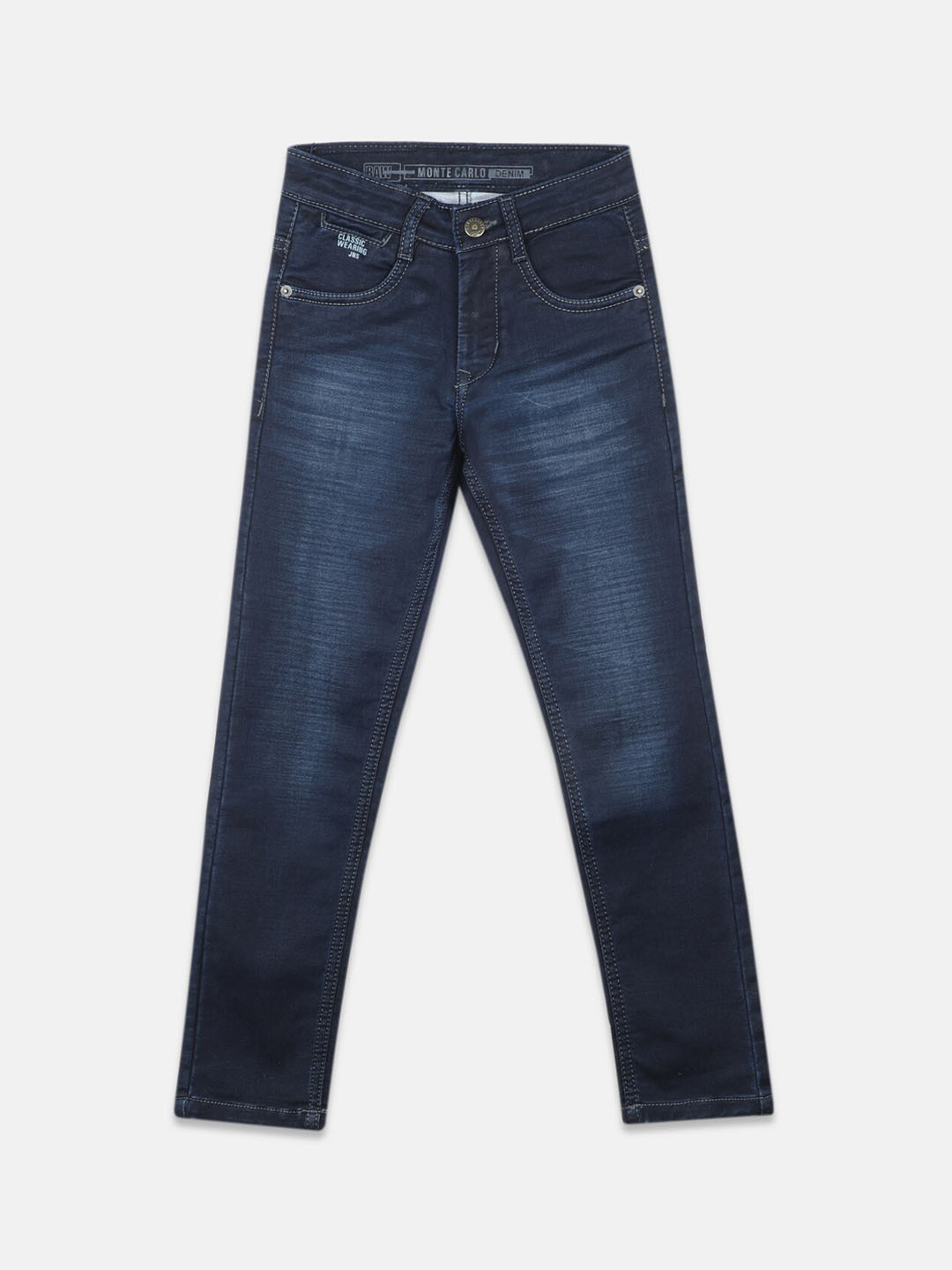 

Monte Carlo Boys Slim Fit Light Fade Stretchable Cotton Jeans, Blue