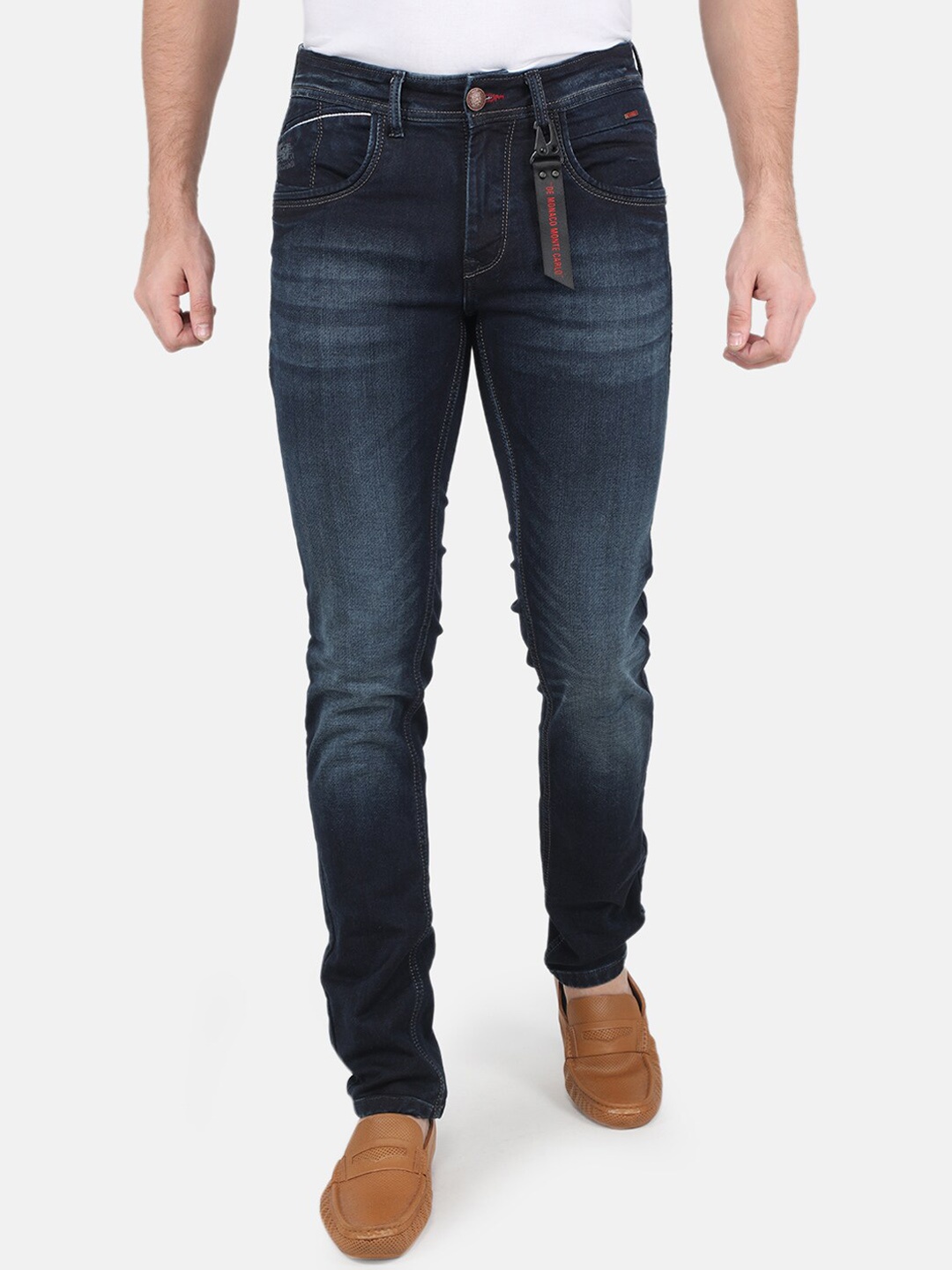 

Monte Carlo Men Skinny Fit Heavy Fade Stretchable Jeans, Navy blue