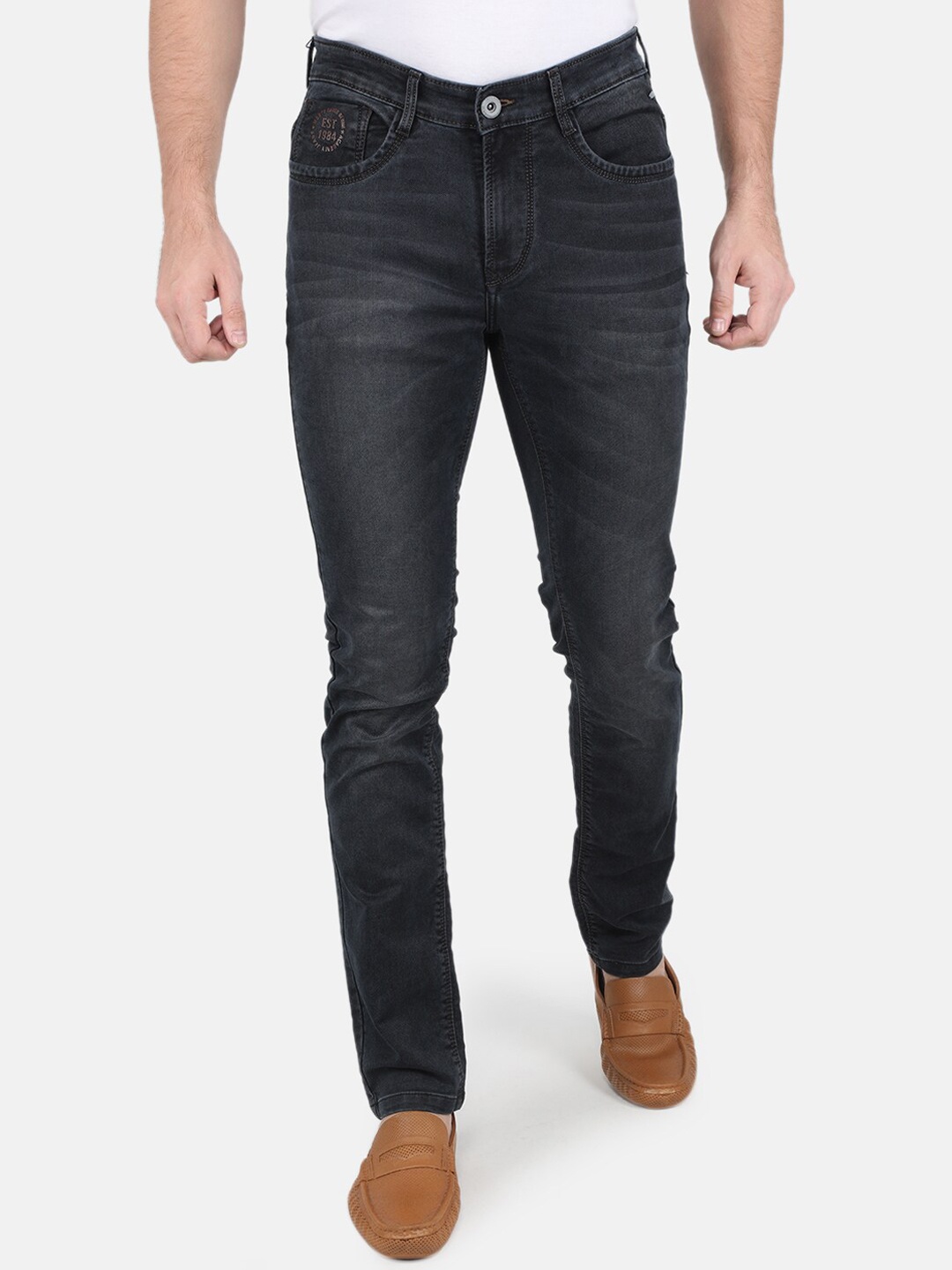 

Monte Carlo Men Slim Fit Light Fade Stretchable Jeans, Black