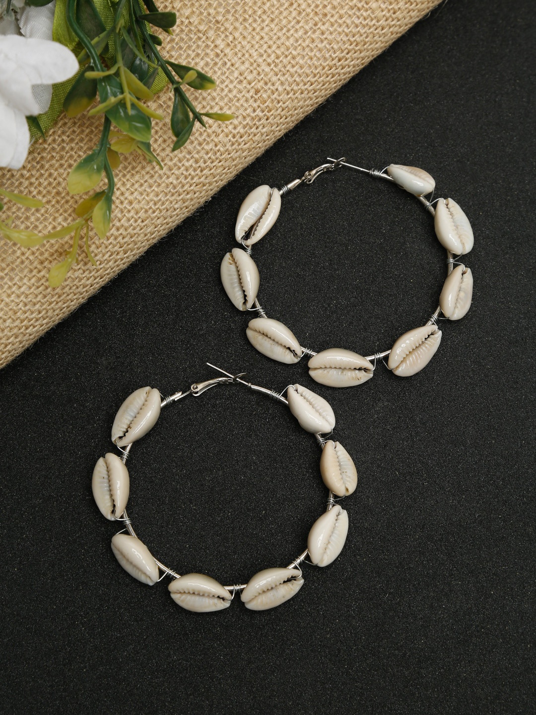 

Dhrohar Silver-Plated Circular Hoop Earrings