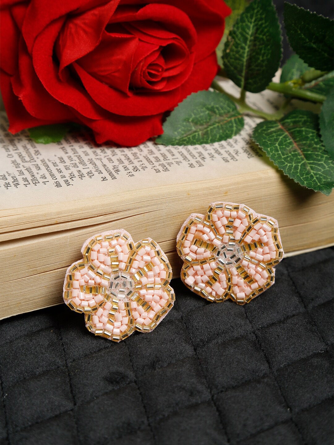 

Dhrohar Floral Studs Earrings, Peach