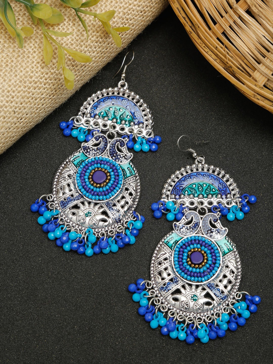 

Dhrohar Contemporary Chandbalis Earrings, Silver