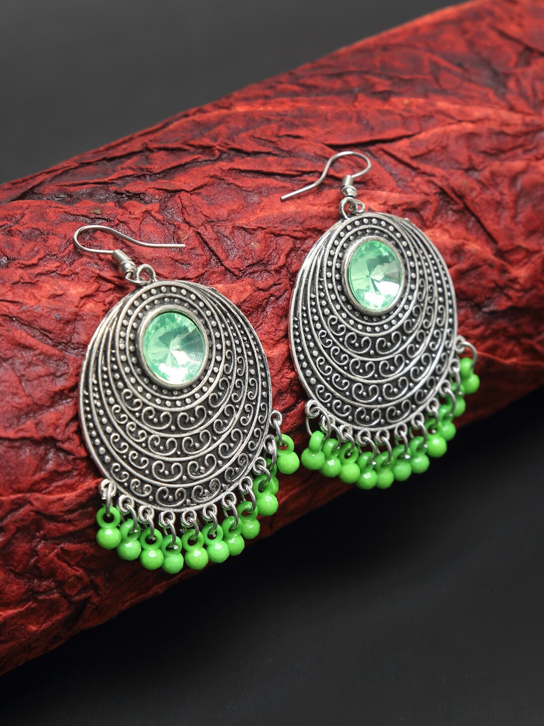 

Dhrohar Contemporary Drop Earrings, Green