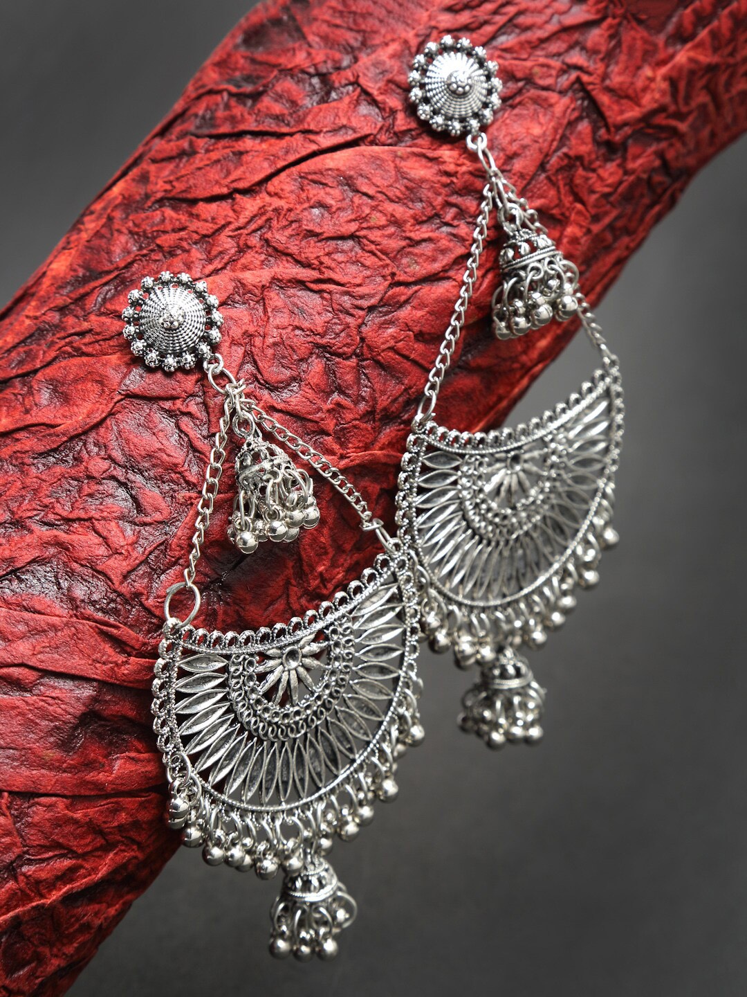 

Dhrohar Silver-Toned Contemporary Drop Earrings