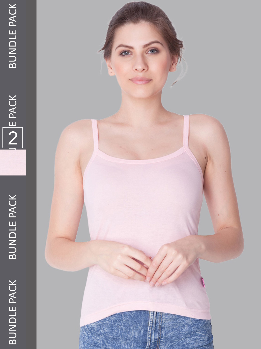 

Dollar Missy Pack of 2 Women Combed Cotton Camisole, Pink