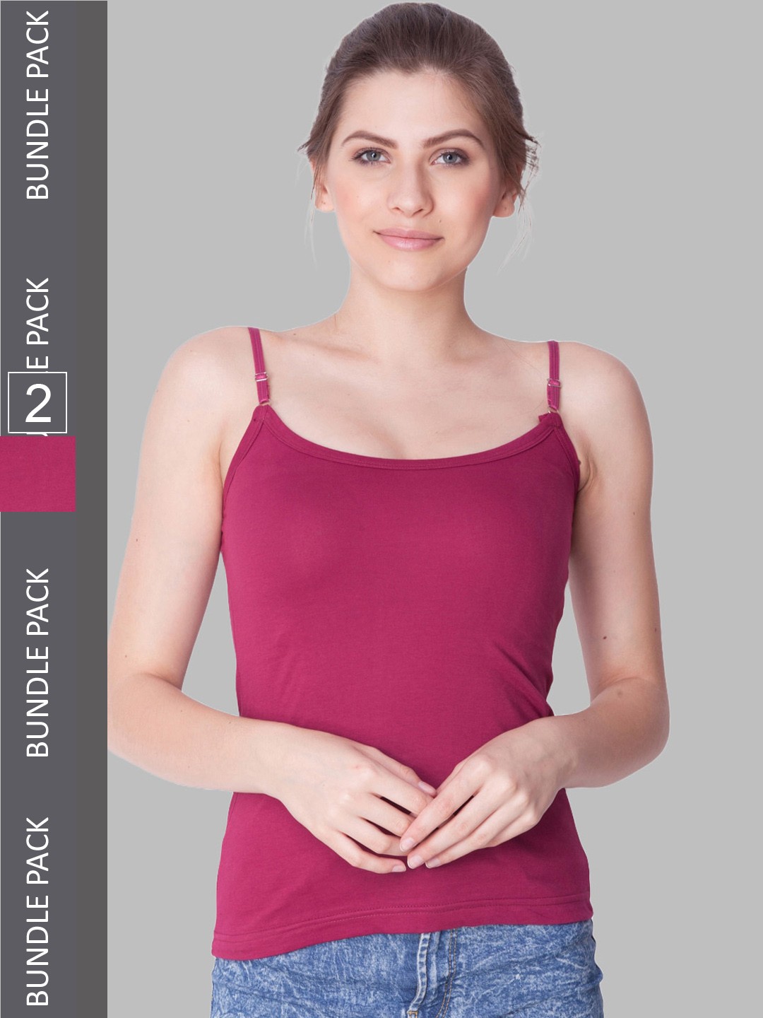 

Dollar Missy Pack of 2 Women Combed Cotton Camisoles, Pink