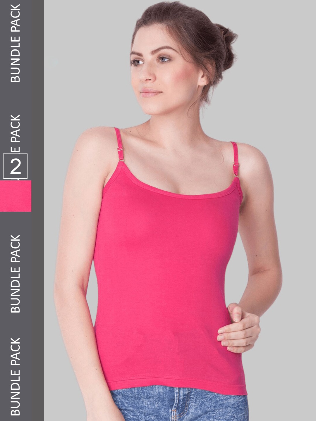 

Dollar Missy Pack Of 2 Slim-Fit Camisoles MMBB-301-R3-BGUM-PO2, Pink