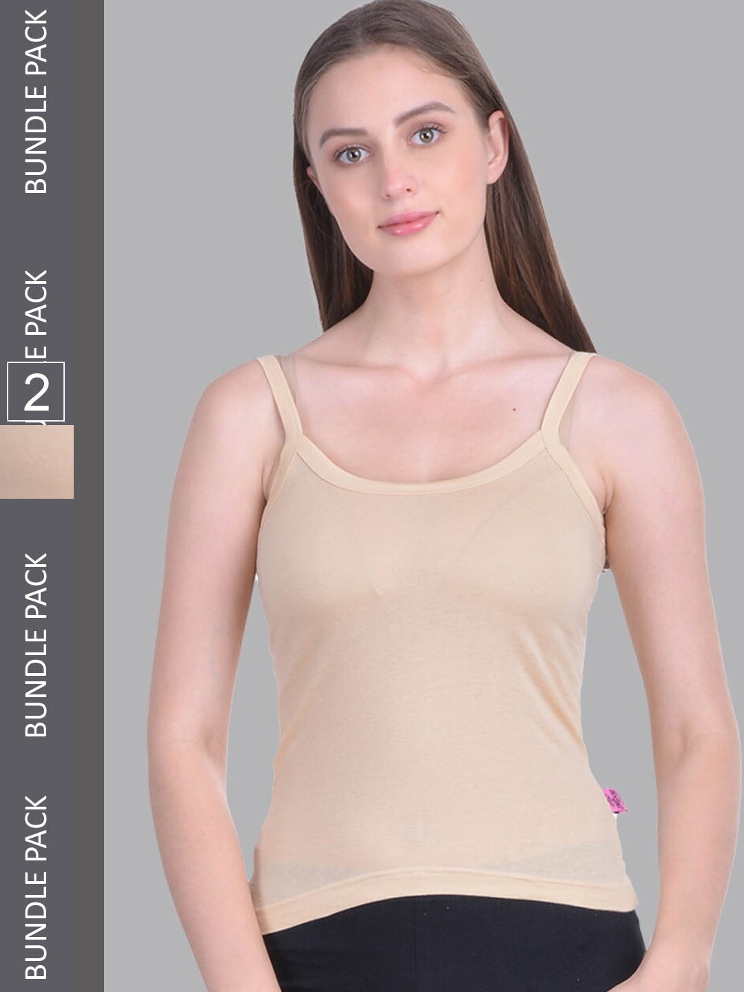 

Dollar Missy Pack Of 2 Non-Padded Pure Combed Cotton Camisoles MMBB-351-R3-SKN-PO2, Beige