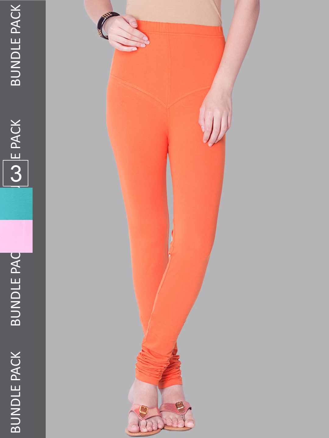 

Dollar Missy Pack Of 3 Churidar-Length Leggings, Pink