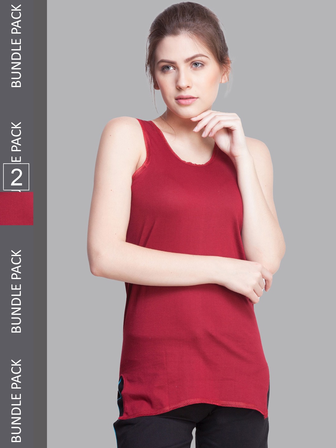 

Dollar Missy Pack Of 2 Cotton Camisoles MMBB-361-R3-MRN-PO2, Maroon