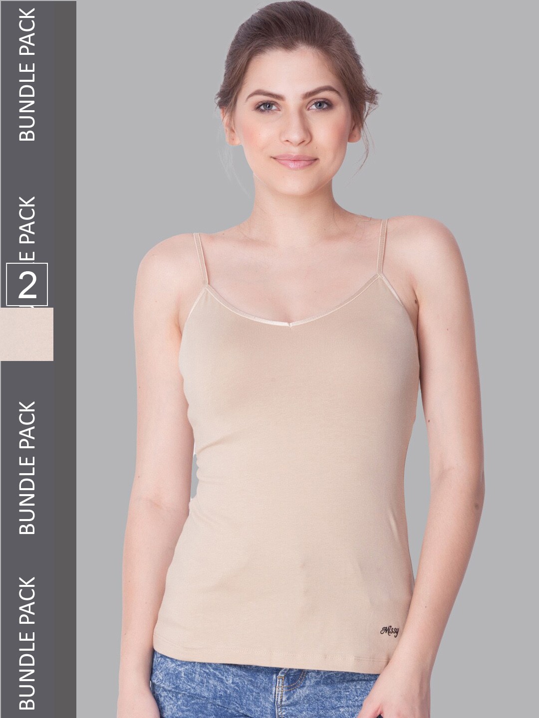 

Dollar Missy Women Pack Of 2 Non-Padded Camisoles MMBB-401-R3-SKN-PO2, Beige