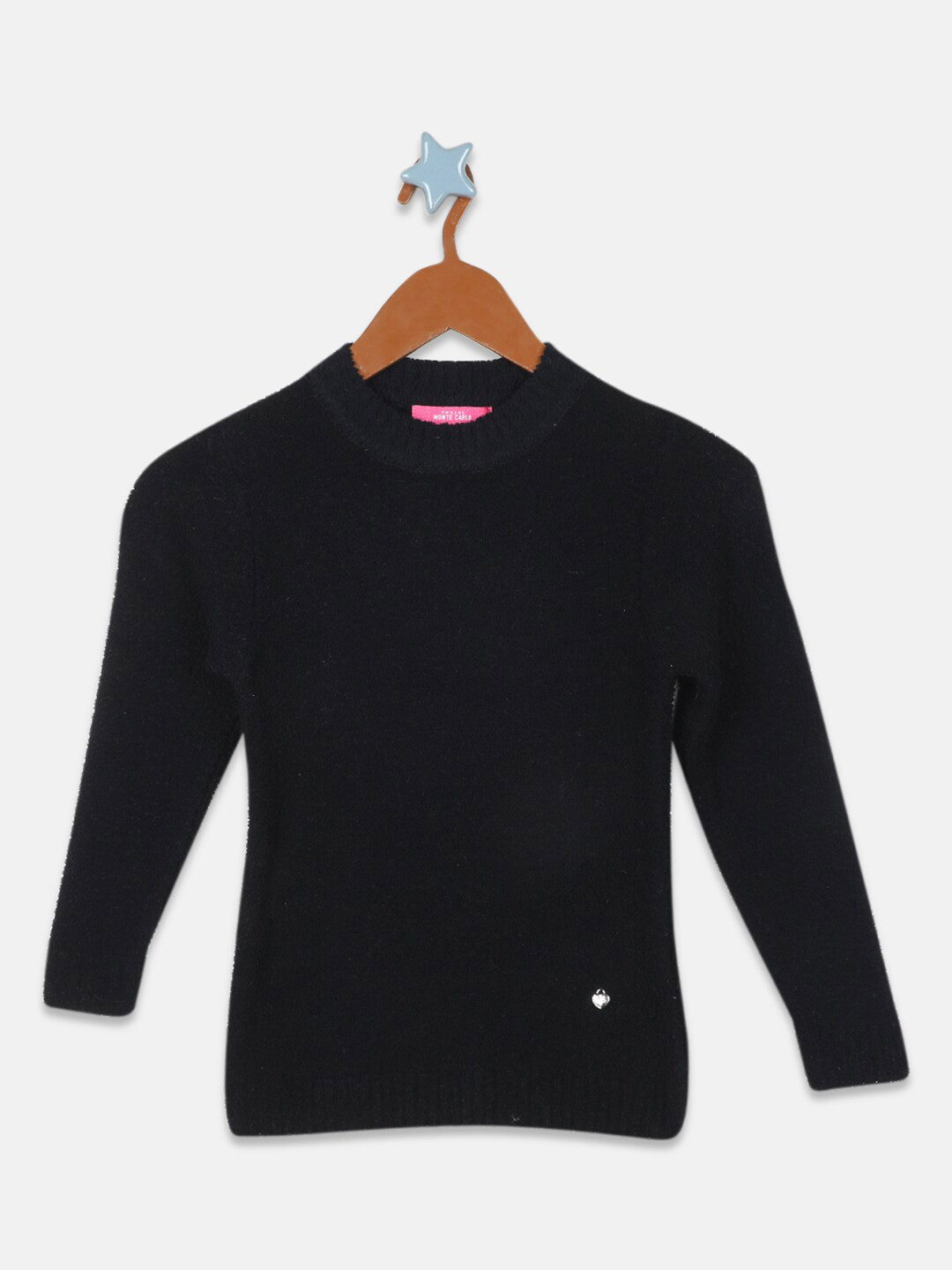 

Monte Carlo Woman Solid Blended Yarn Top, Black