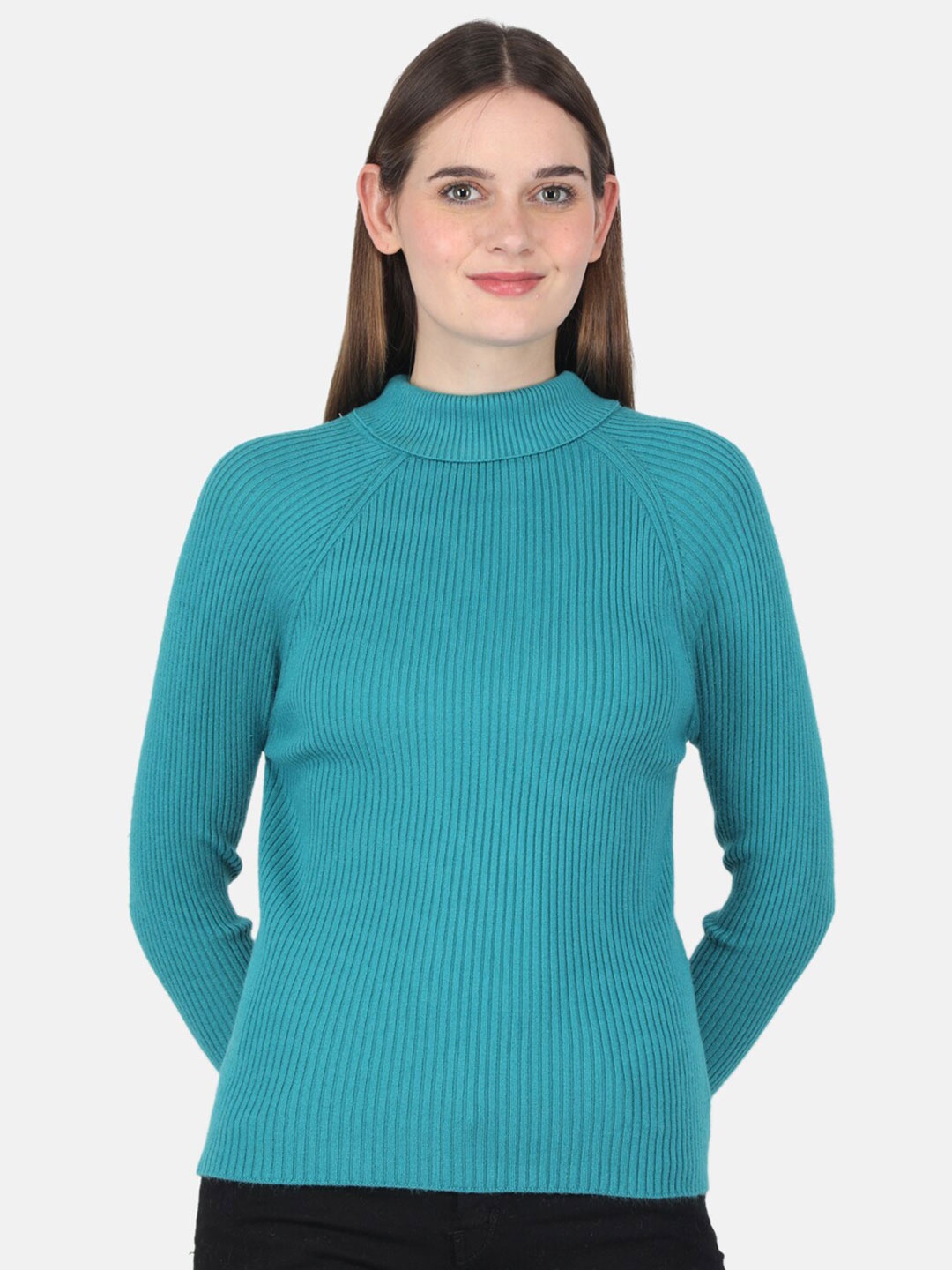 

Monte Carlo Women High Neck Wool Top, Teal