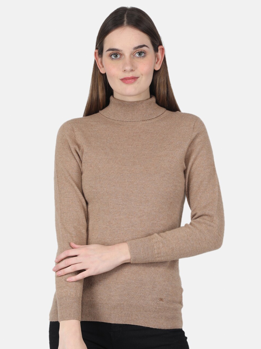 

Monte Carlo Women Wool High Neck Top, Beige