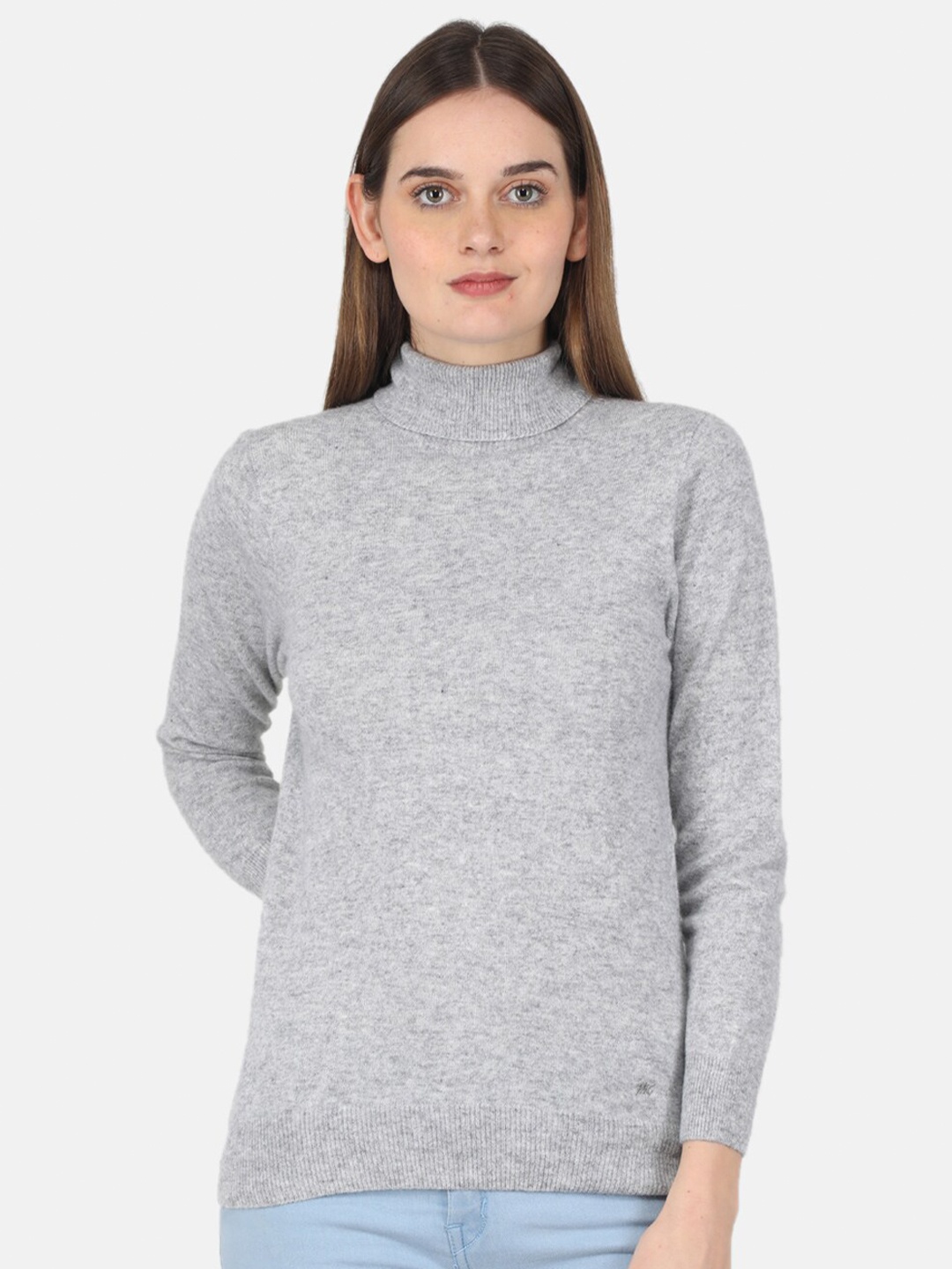 

Monte Carlo Women Wool High Neck Casual Top, Grey