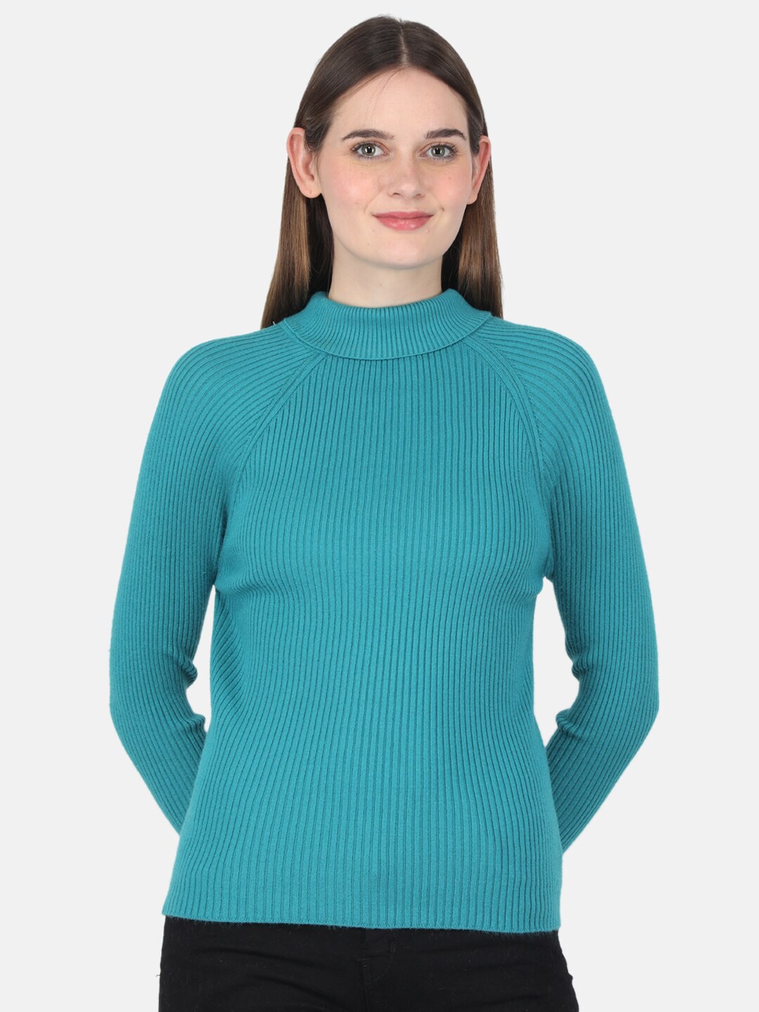 

Monte Carlo Women Wool High Neck Top, Teal