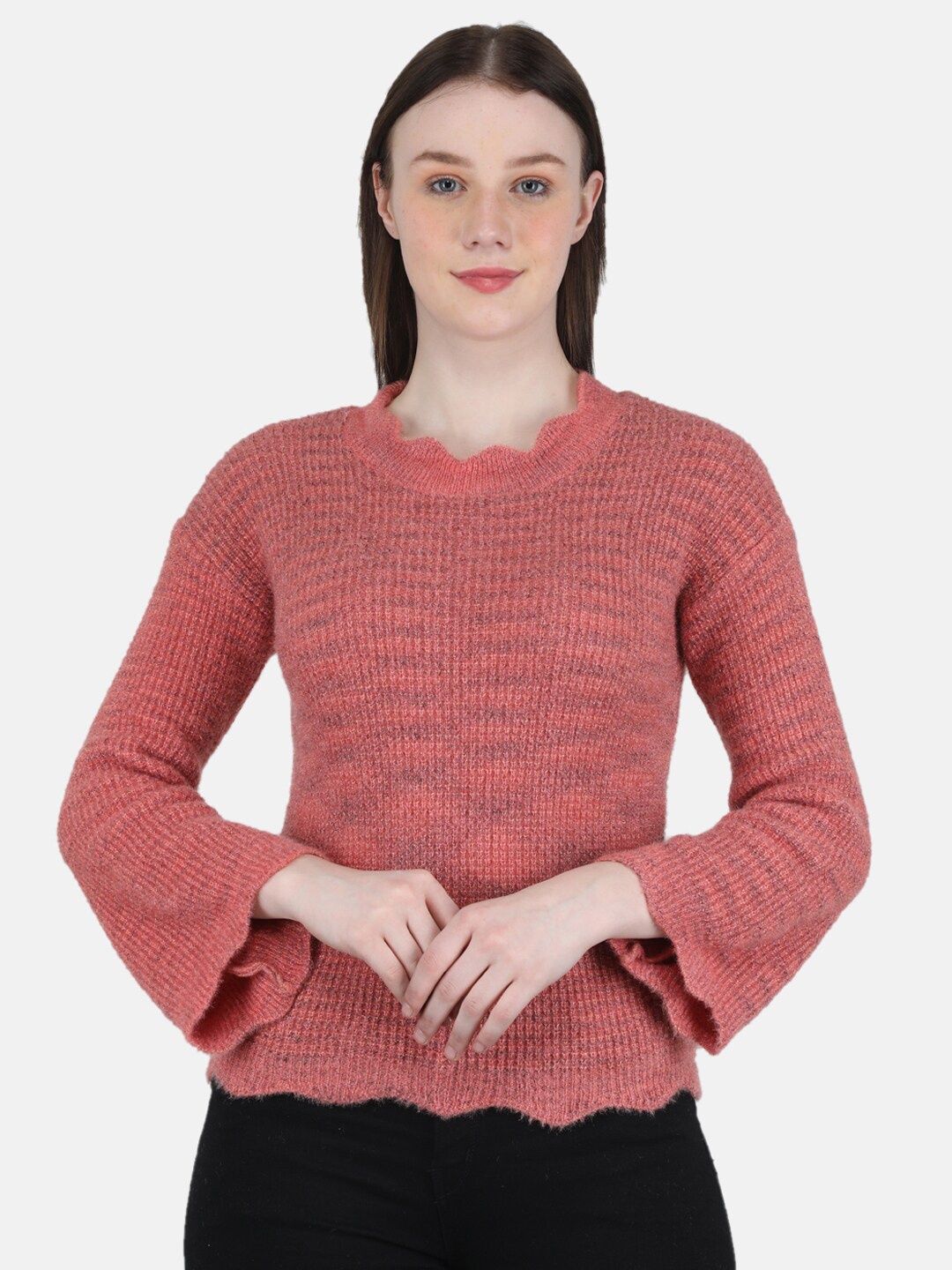 

Monte Carlo Women Self Design Knitted Top, Pink