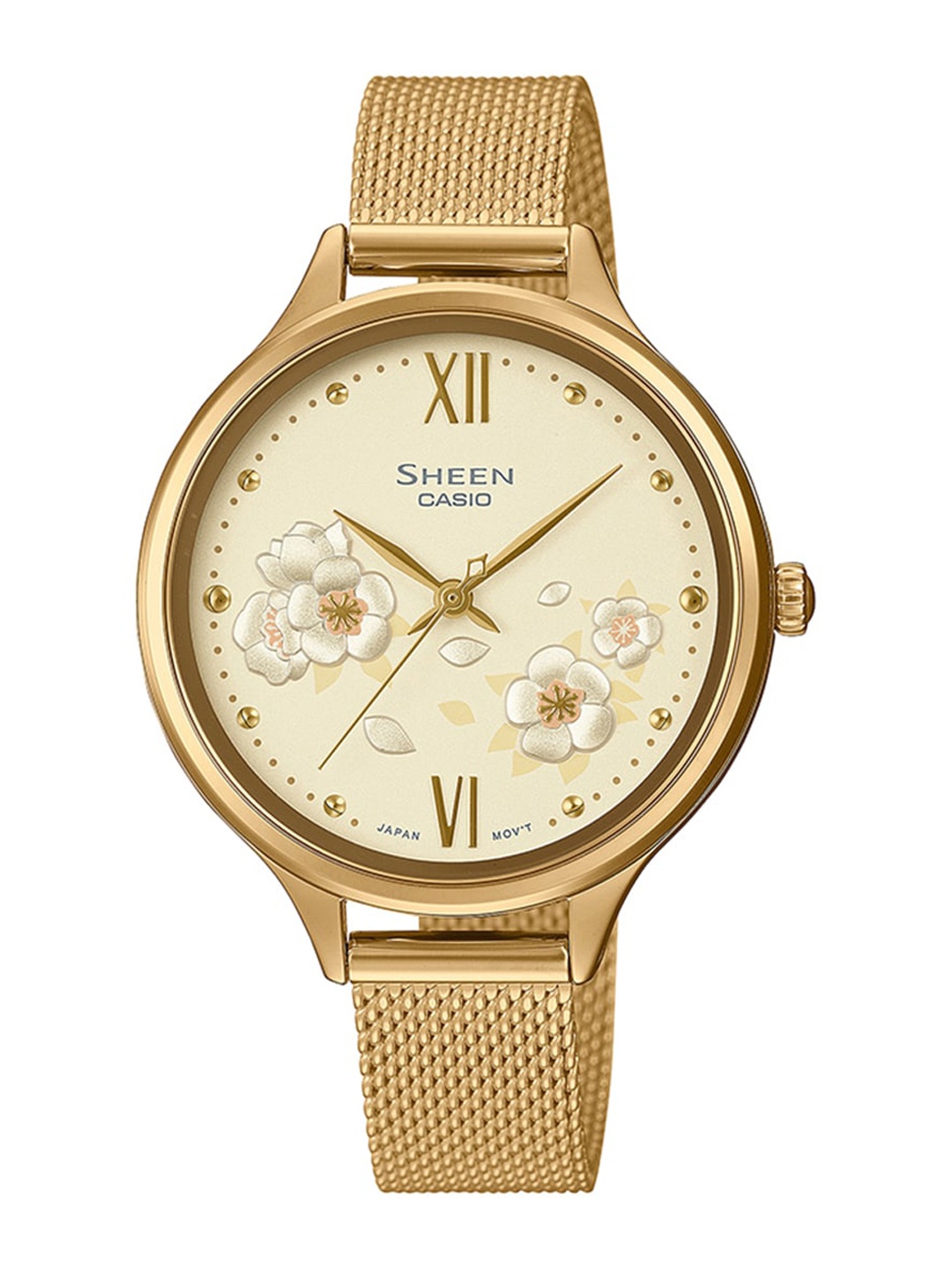 

CASIO Women Printed Dial Stainless Steel Bracelet Style Straps Analogue Watch SH276, Gold