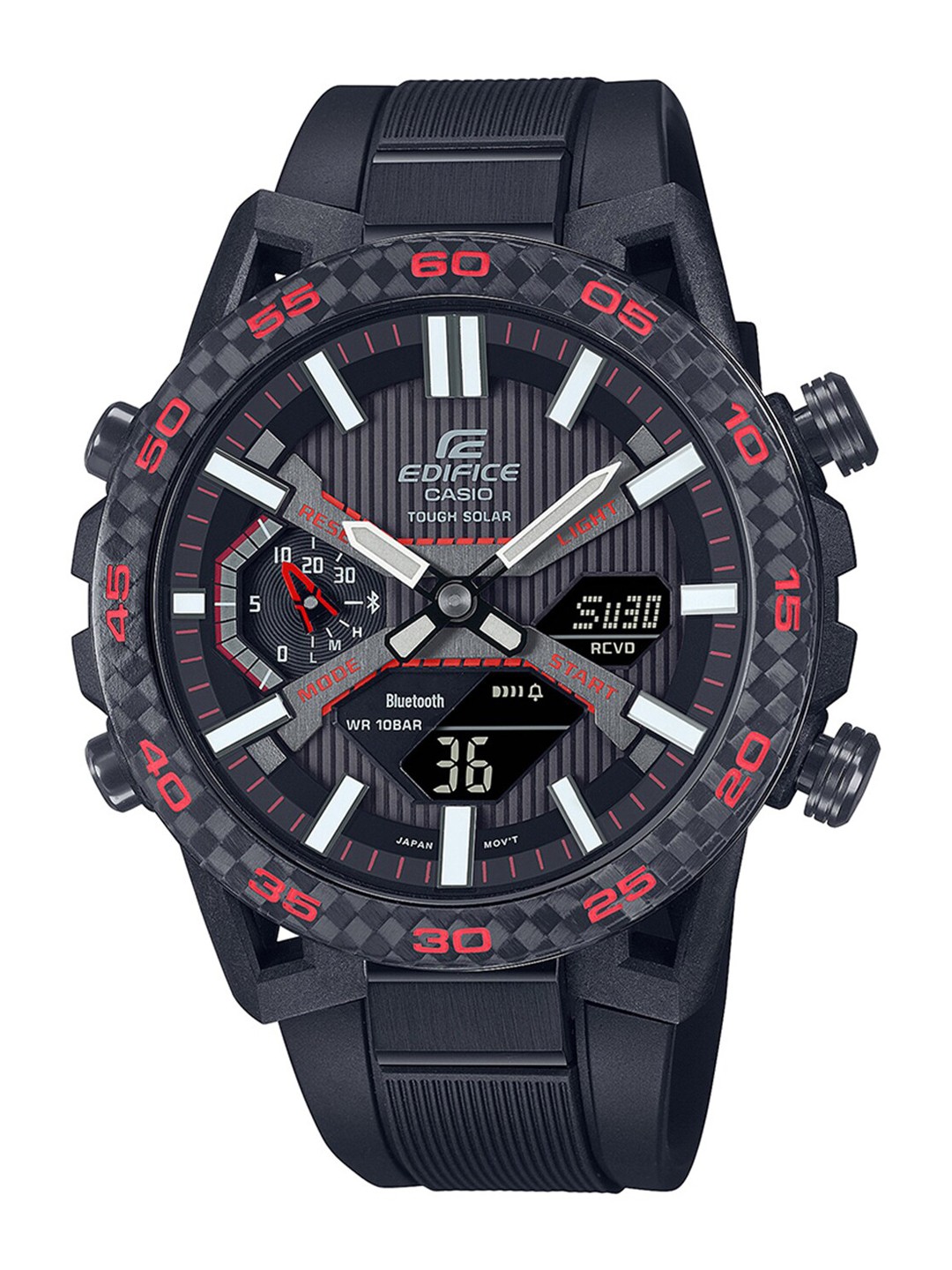 

CASIO Men EDifice ECB-2000PB-1ADF Black Ana-Digi Dial Black Resin Strap Watch ED563