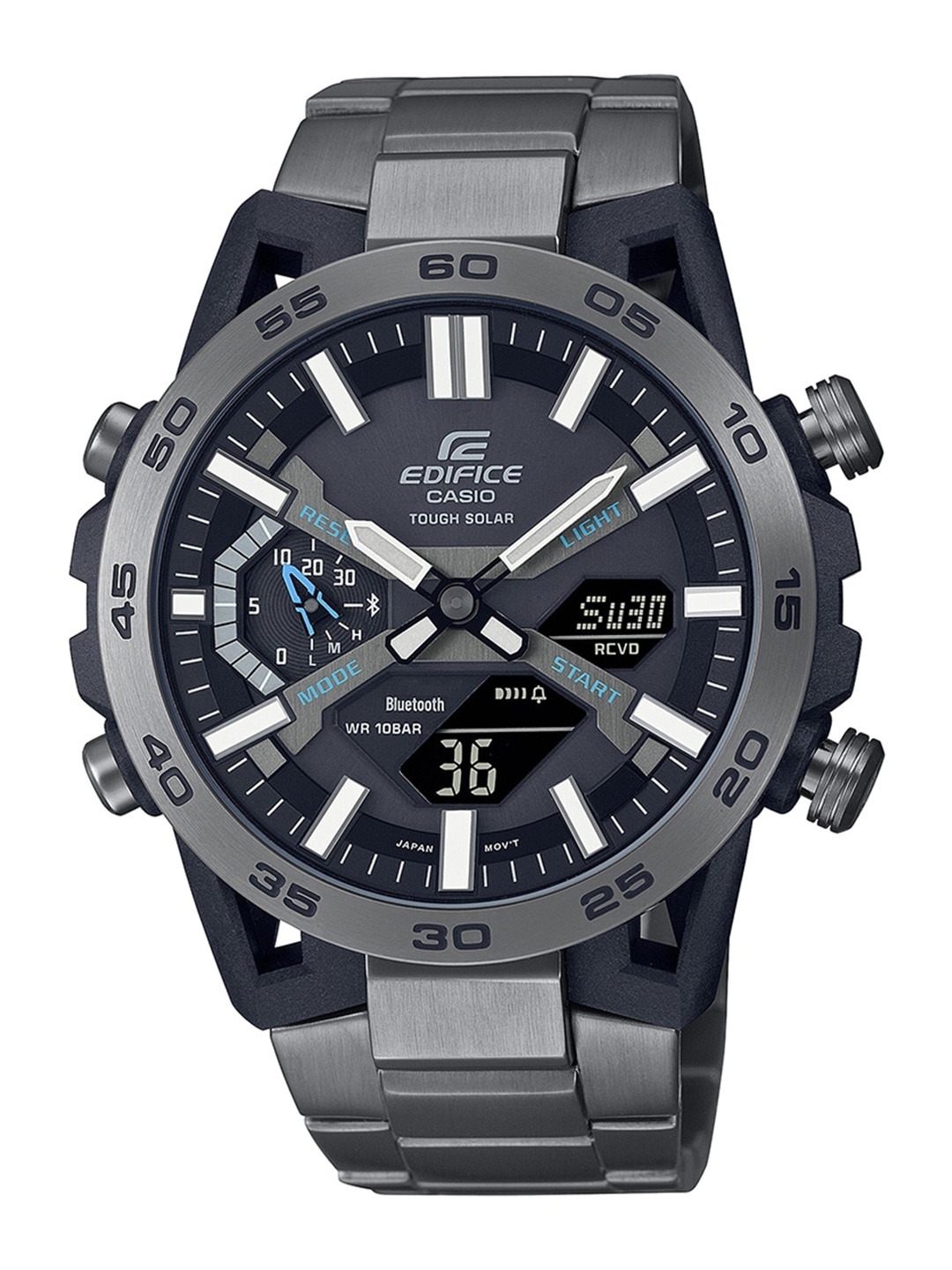 

CASIO Men EDifice ECB-2000DC-1ADF Black Ana-Digi Dial Gray Stainless Steel Band ED565