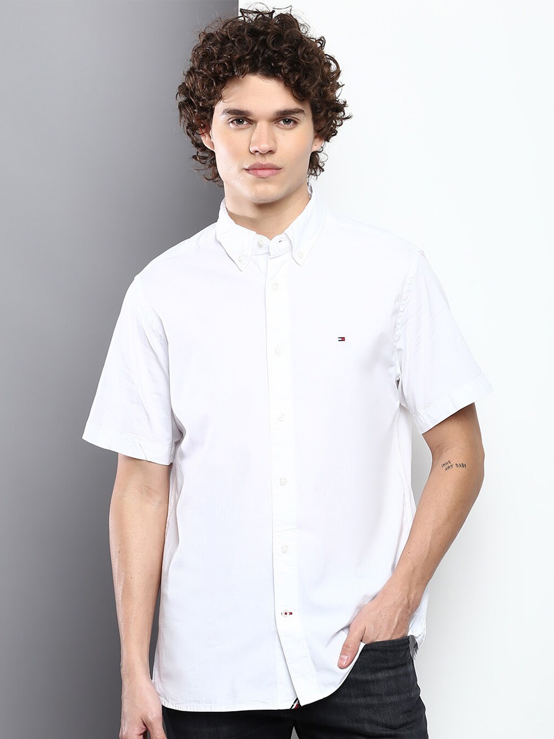 

Tommy Hilfiger Men Cotton Casual Shirt, White