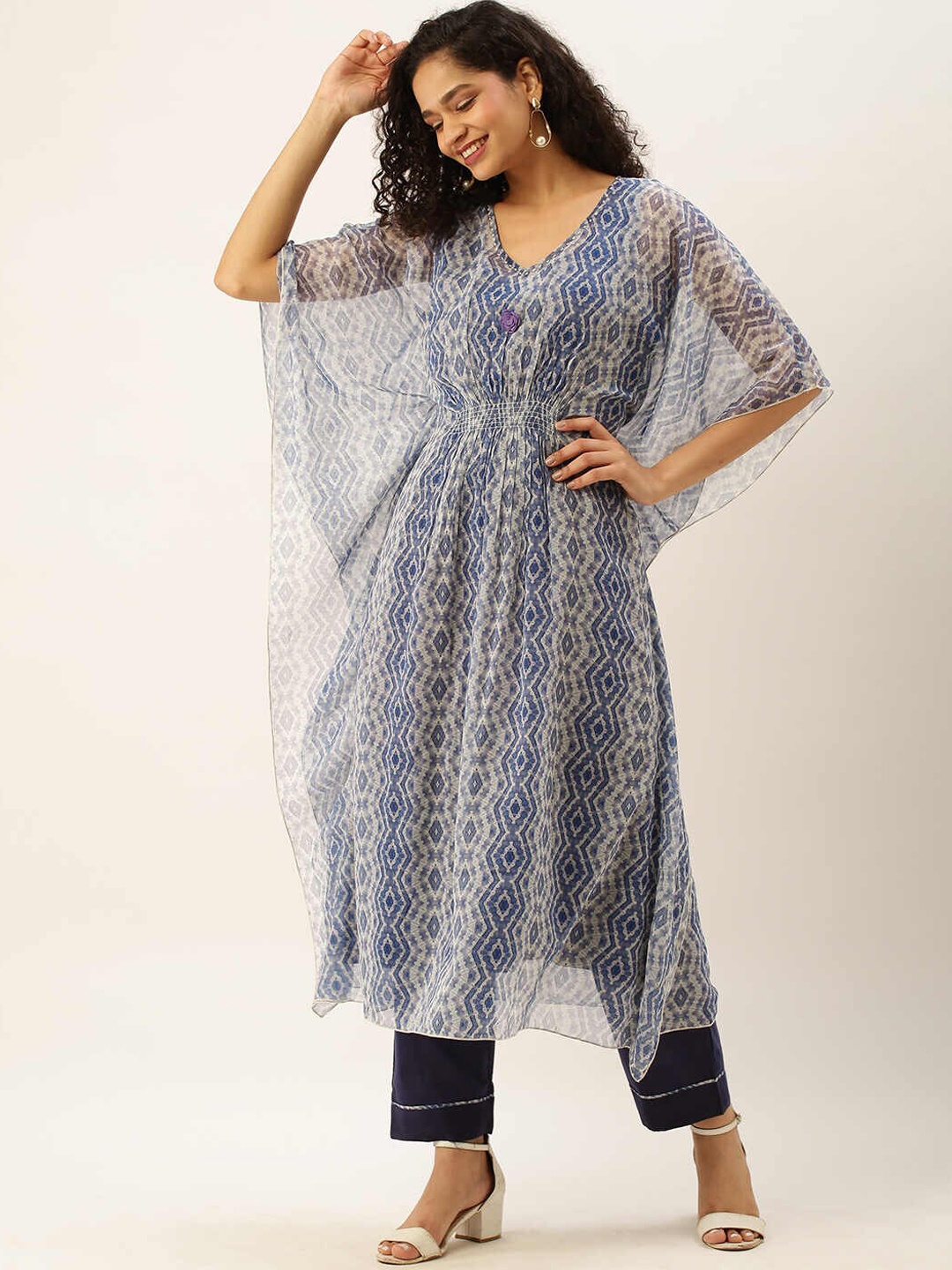 

ZOLA Printed Kurta with Trousers, Blue