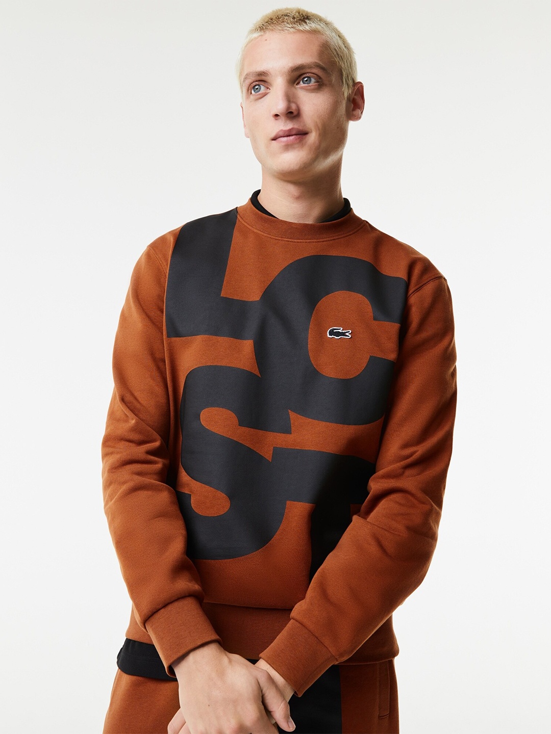 

Lacoste Men Printed Pure Cotton Sweatshirt, Brown