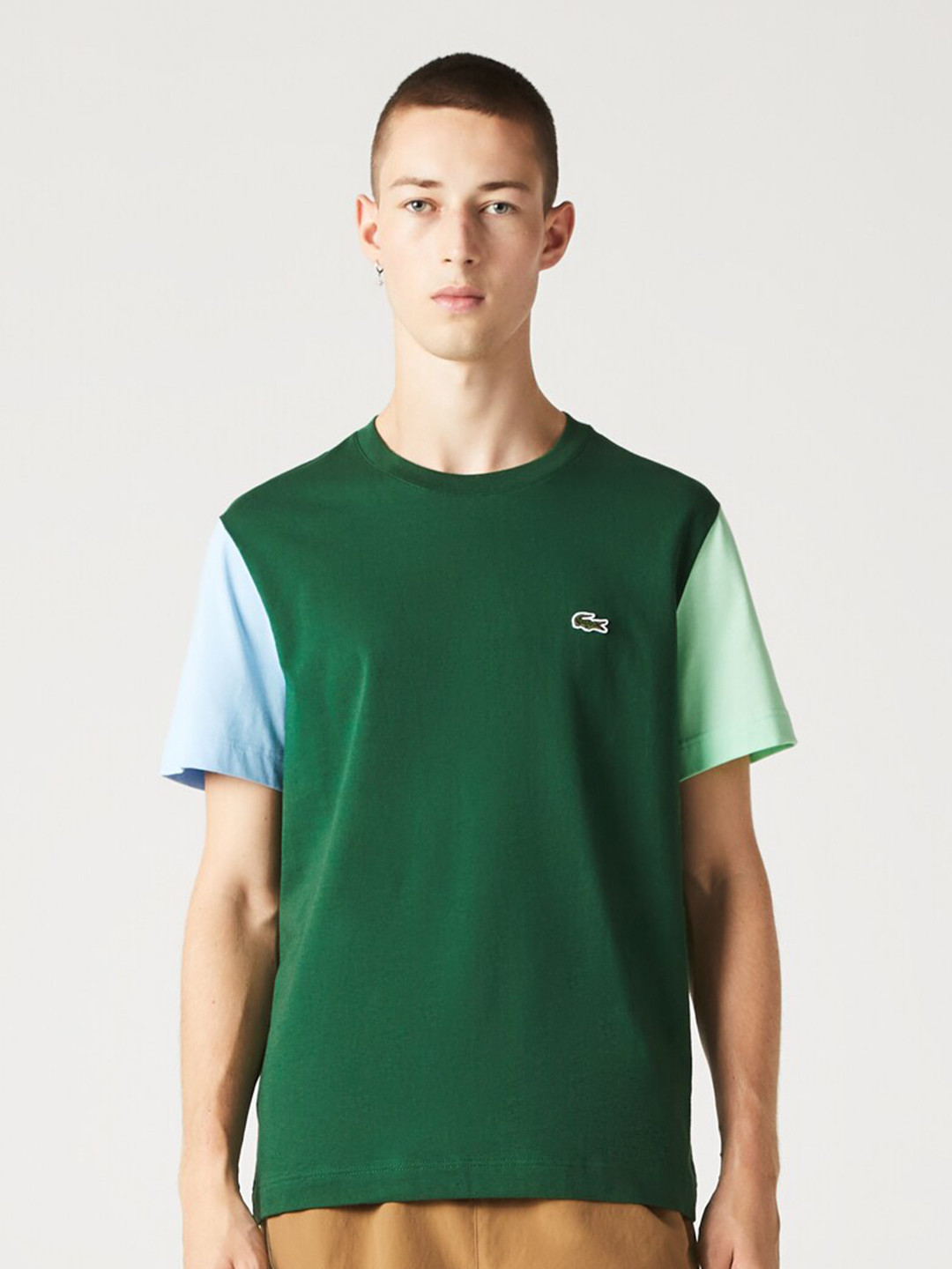 

Lacoste Men Round Neck Raw Edge Pure Cotton T-shirt, Green