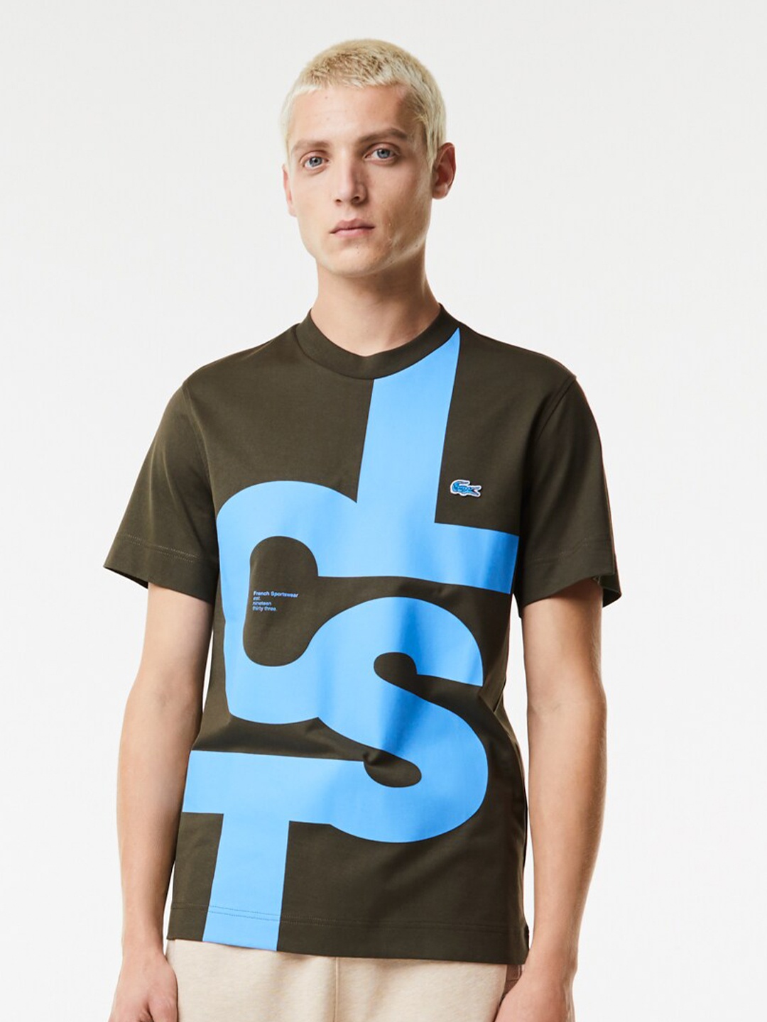 

Lacoste Printed Round Neck Cotton T-shirt, Green