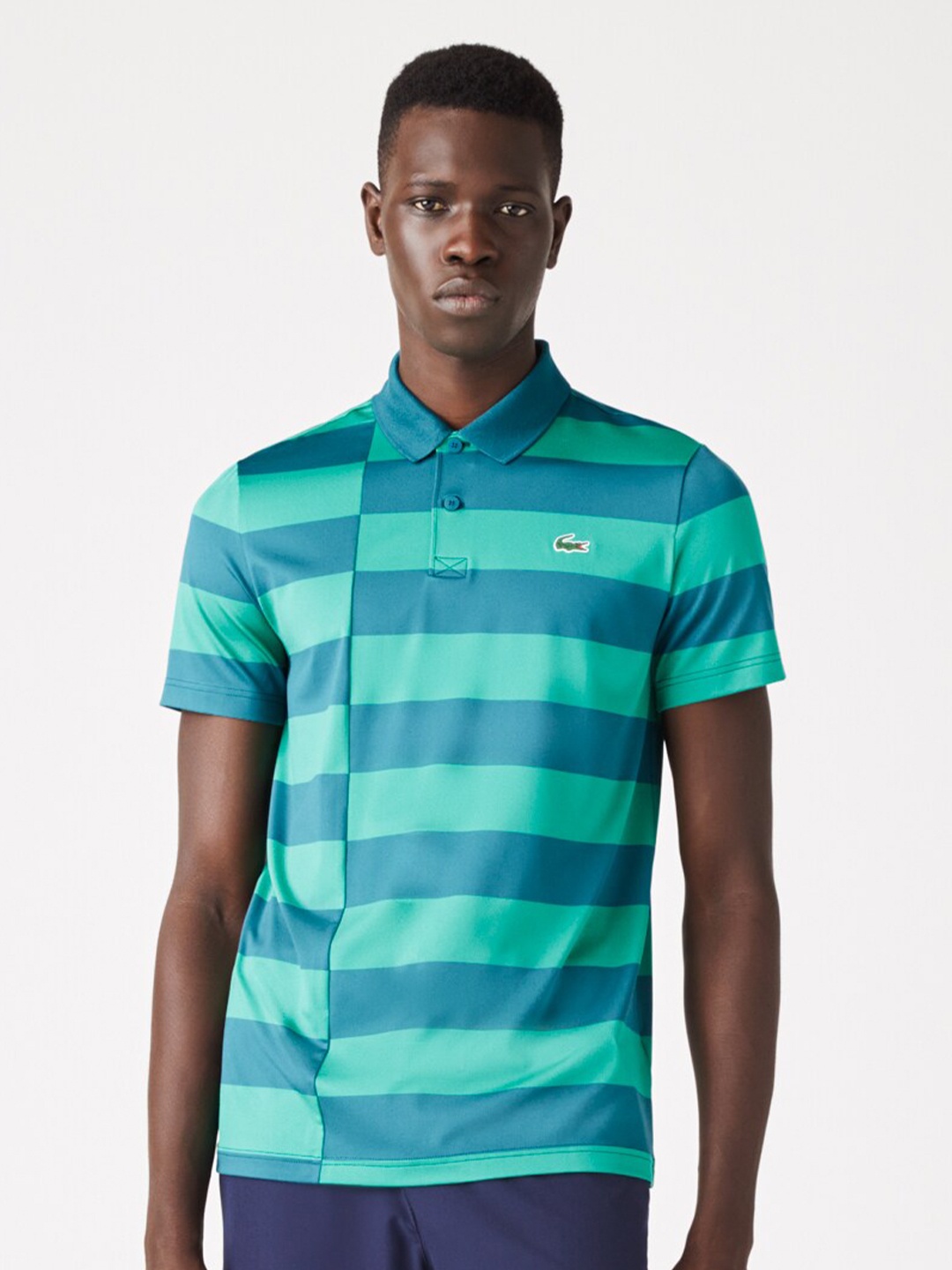 

Lacoste Men Striped Polo Collar Cotton T-shirt, Multi