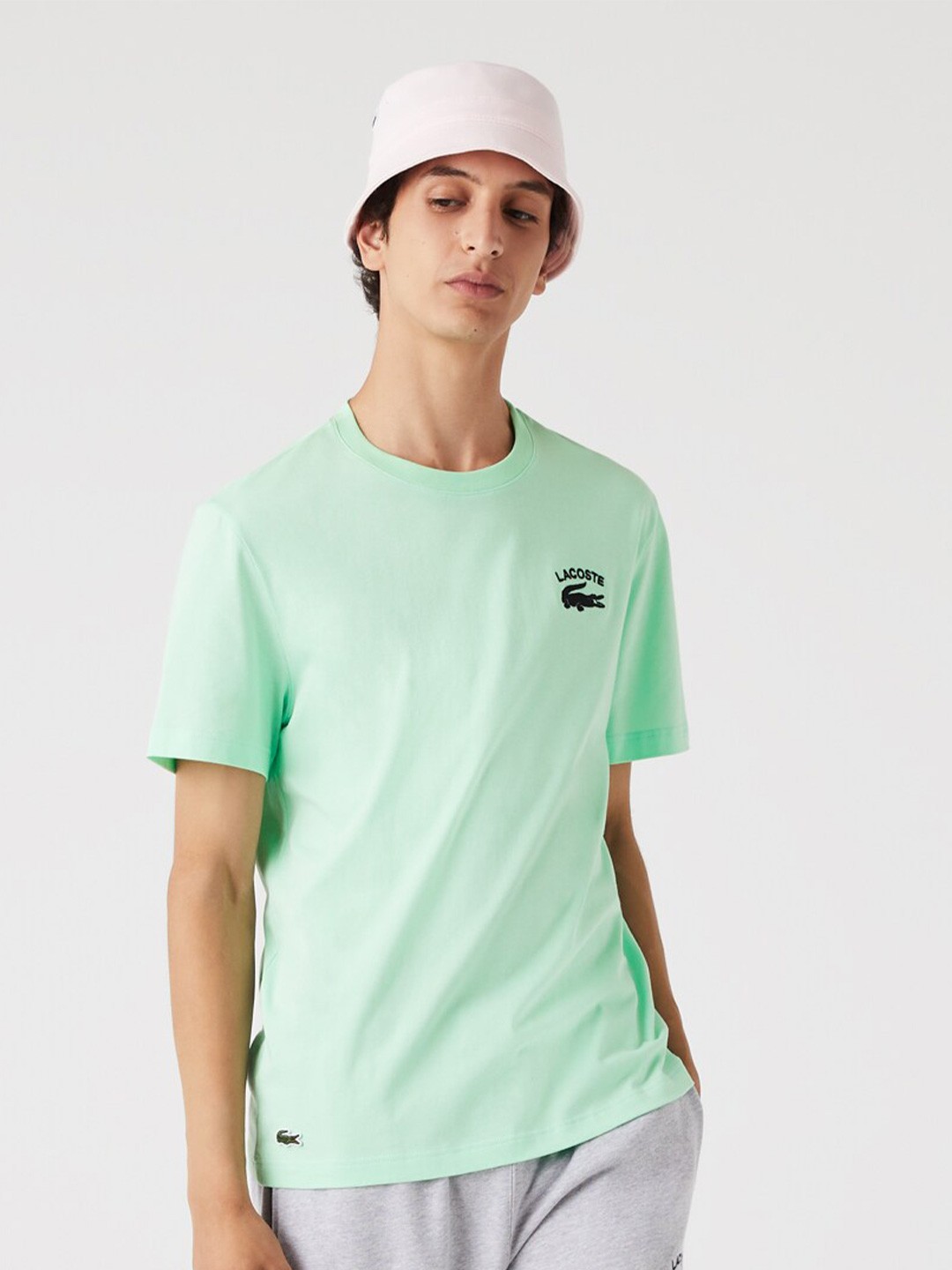 

Lacoste Men Cotton Round Neck Regular Fit T-shirt, Sea green
