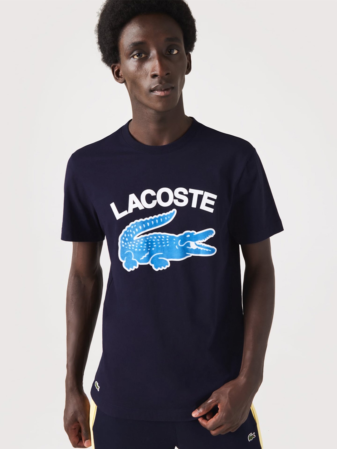 

Lacoste Men Typography Printed Pure Cotton T-shirt, Navy blue