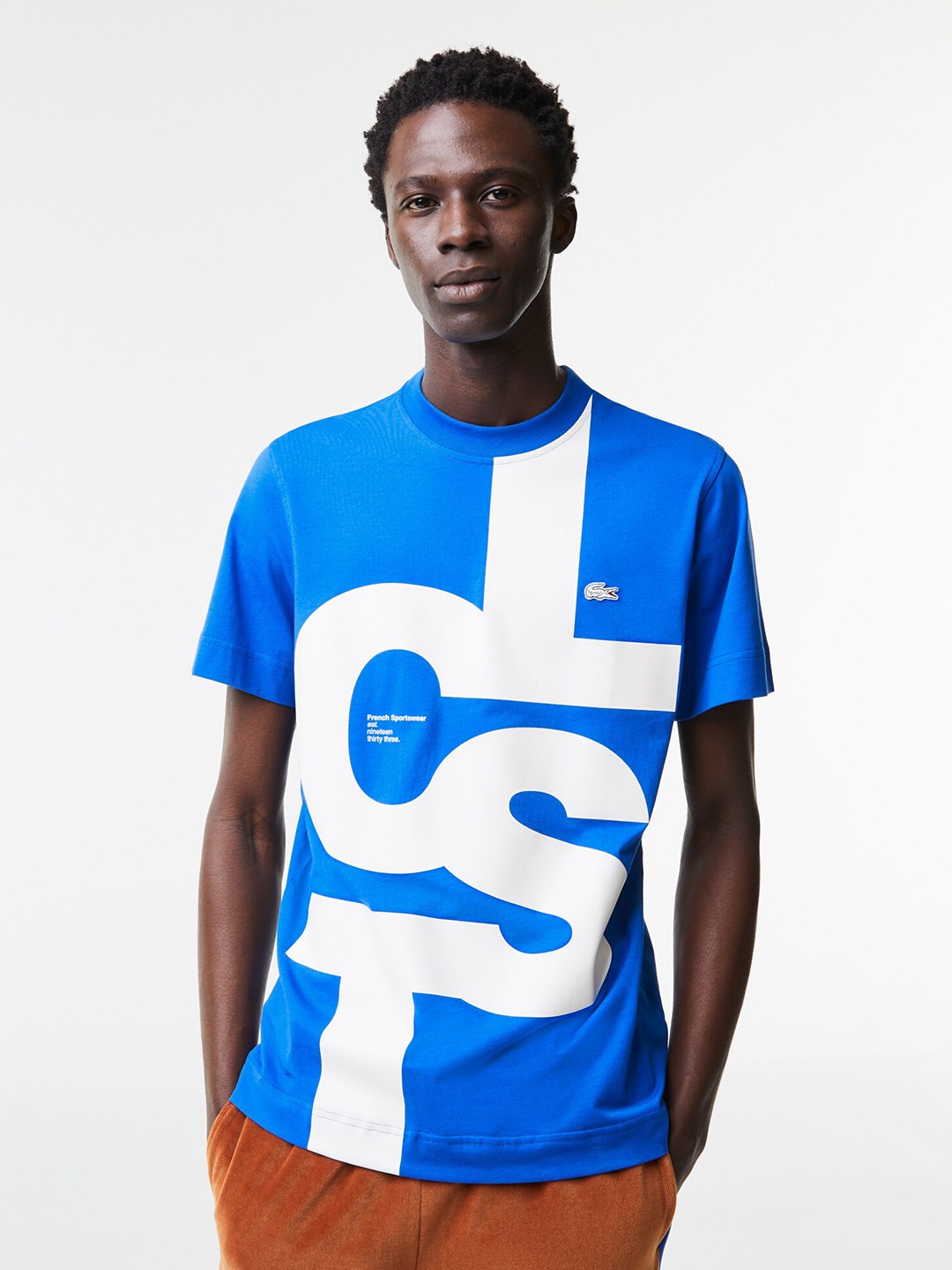 

Lacoste Men Typography Printed Pure Cotton T-shirt, Blue