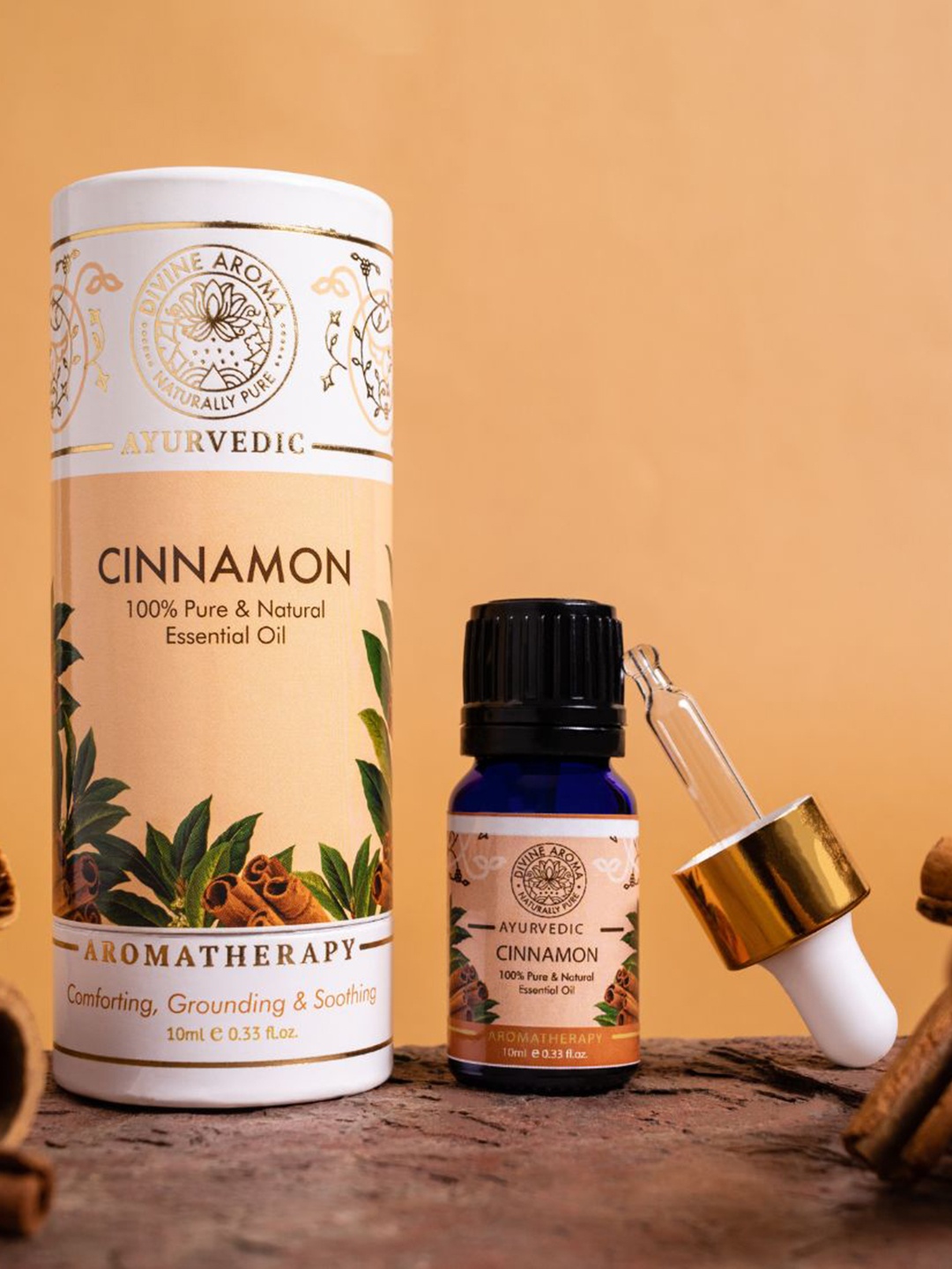 

DIVINE AROMA 100% Pure & Natural Essential Steam Distallation Cinnamon Body Oil - 10 ml, Peach