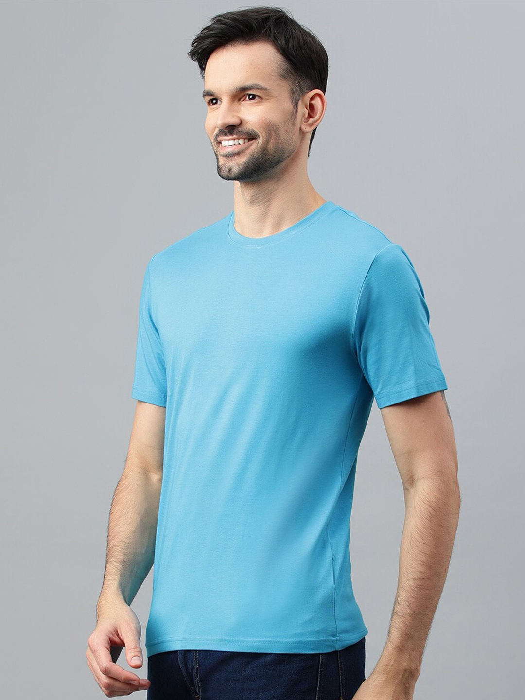 

BESIMPLE Men Solid Cotton T-shirt, Blue