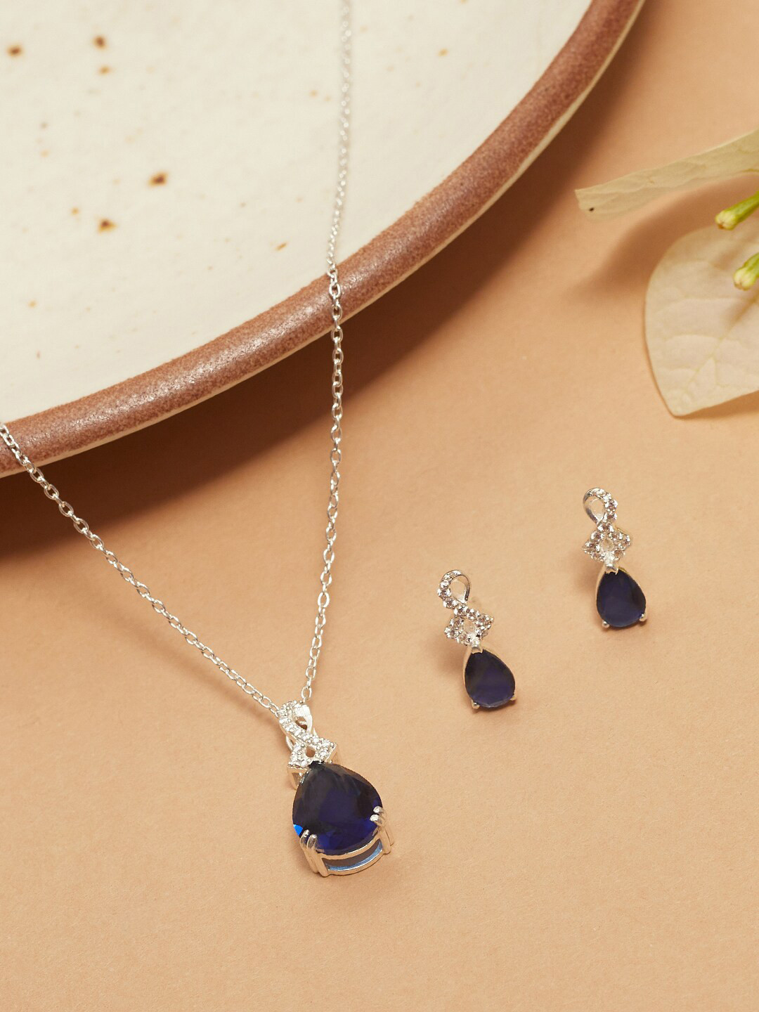 

Studio Voylla CZ-Studded 925 Sterling Silver Pendant Set