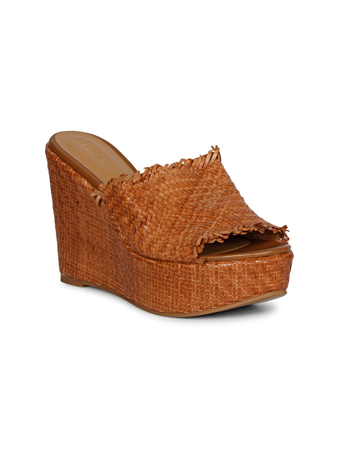 

Saint G Leather Wedge Heels, Tan