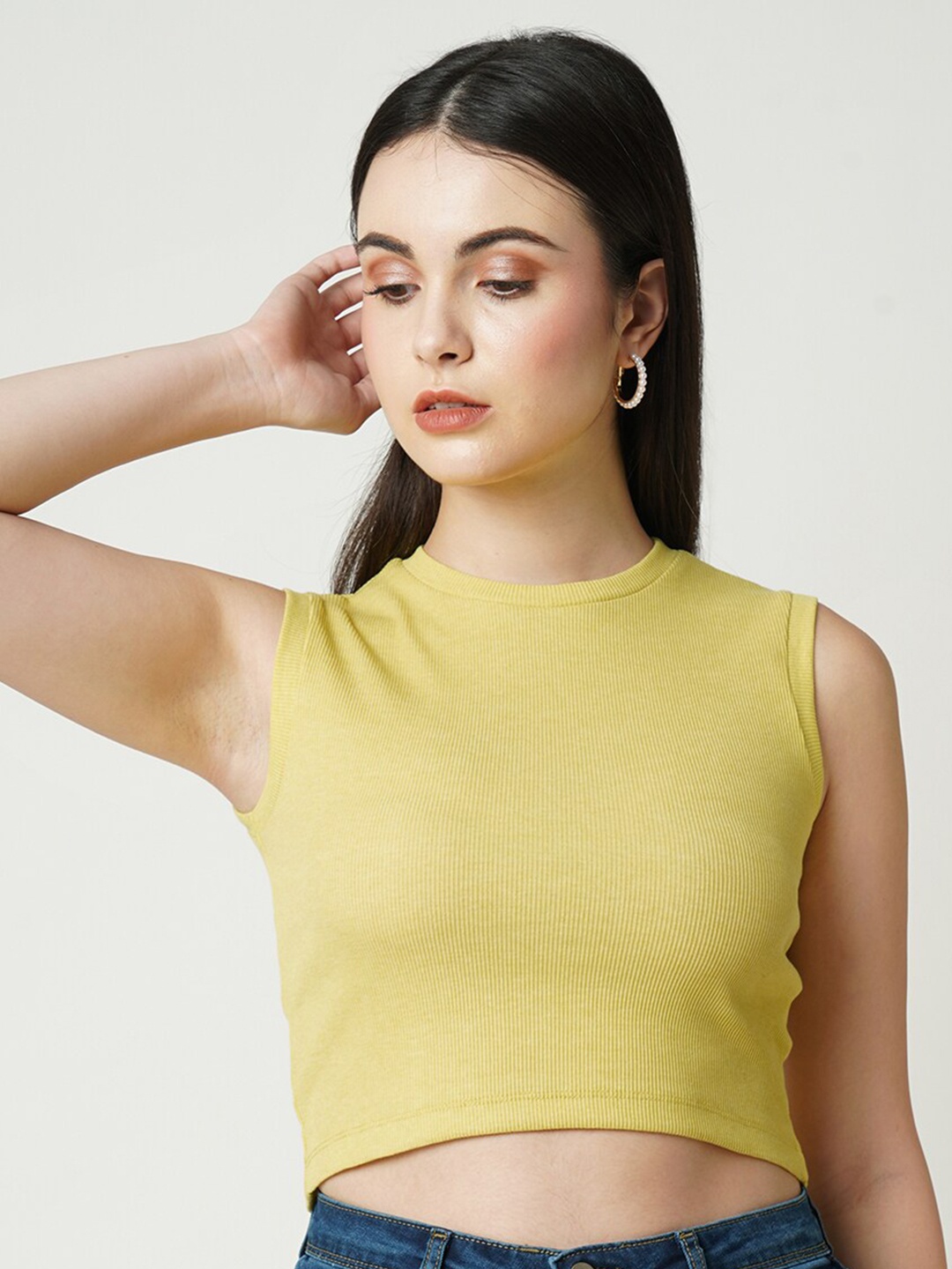 

Kraus Jeans Women Slim Fit Cotton T-shirt, Yellow