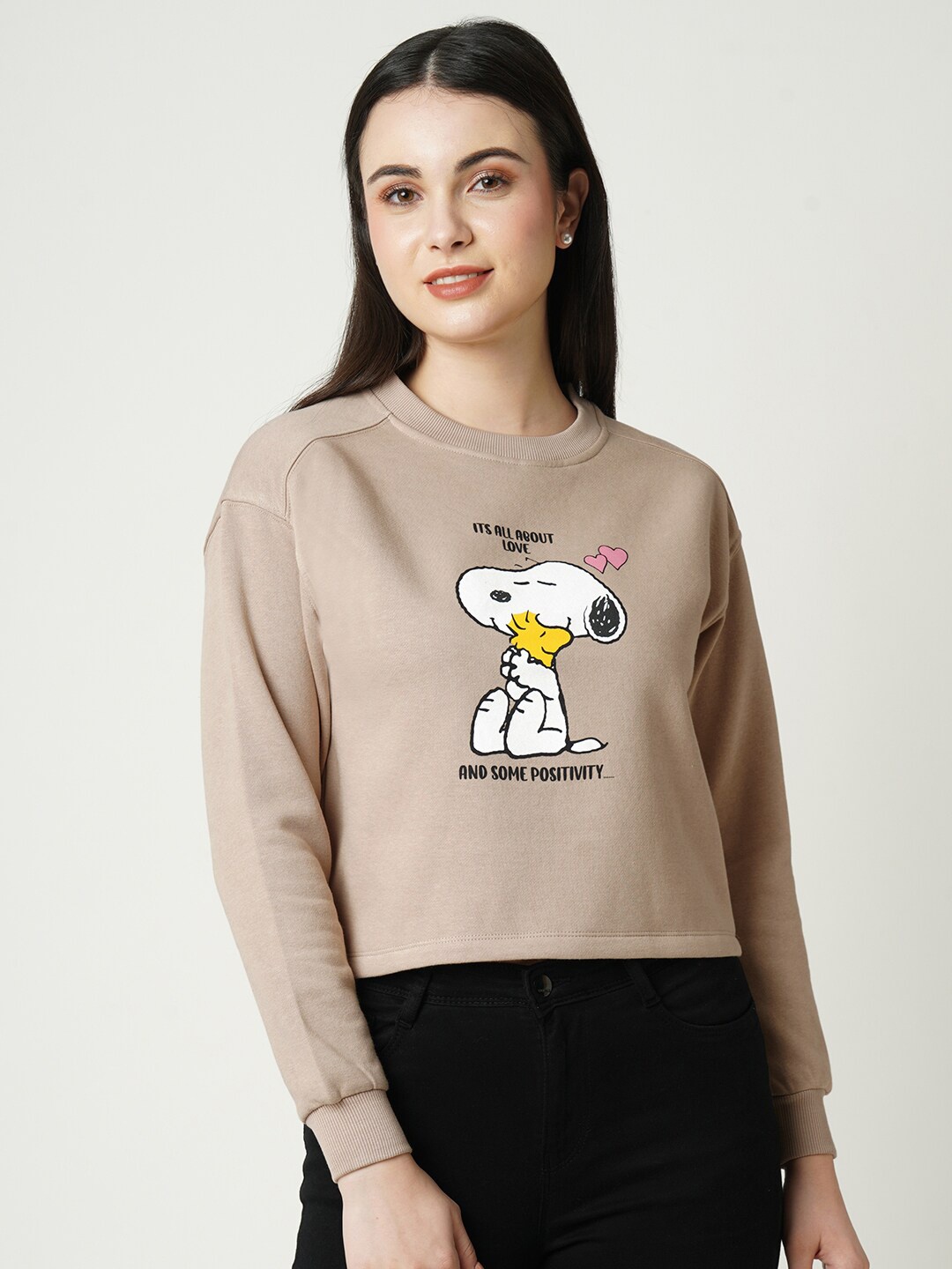 

Kraus Jeans Women Graphic Printed Sweatshirt, Beige