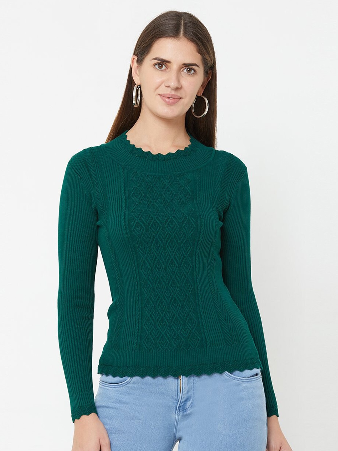 

Kraus Jeans Women Cable Knit Acrylic Pullover, Green