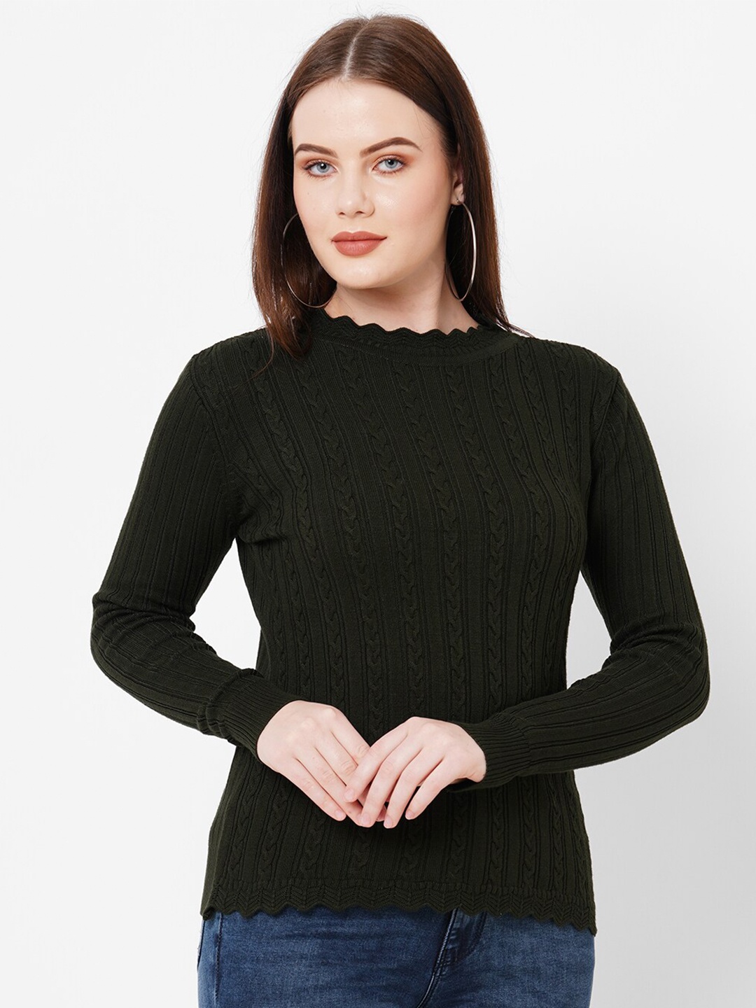 

Kraus Jeans Women Cable Knit Pullover, Olive