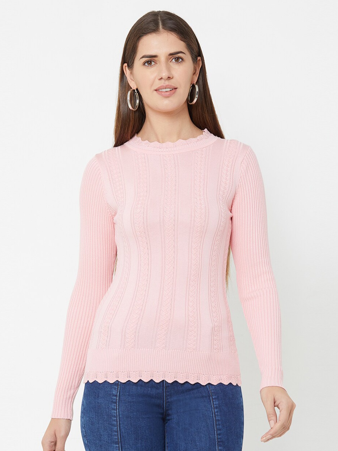 

Kraus Jeans Women Cable Knit Acrylic Pullover, Pink